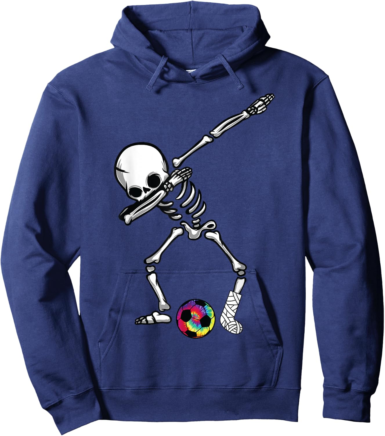 Funny Football Soccer Dab Broken Leg Cast Plaster Leg Injury Hoodie - Hoodie | Navy