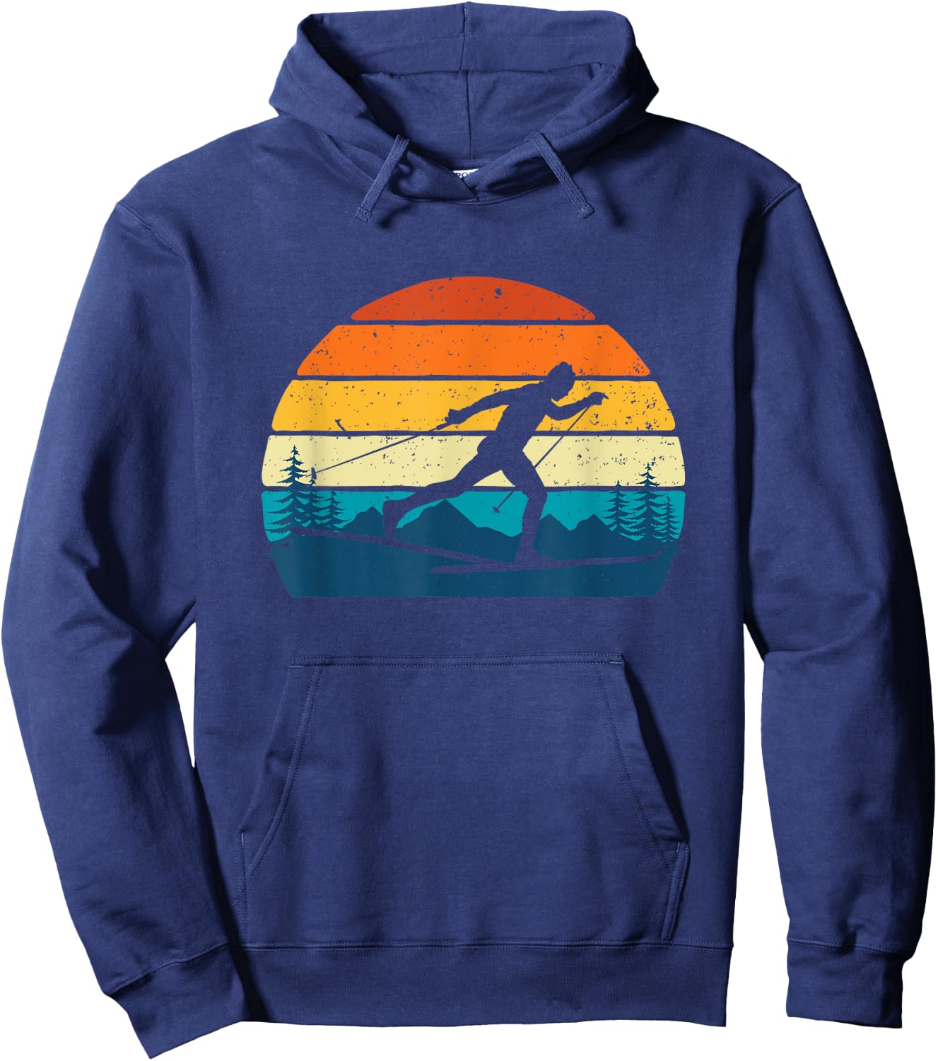 Retro Vintage Cross-Country Skiing - Winter Sports Skier Ski Hoodie - Hoodie | Navy