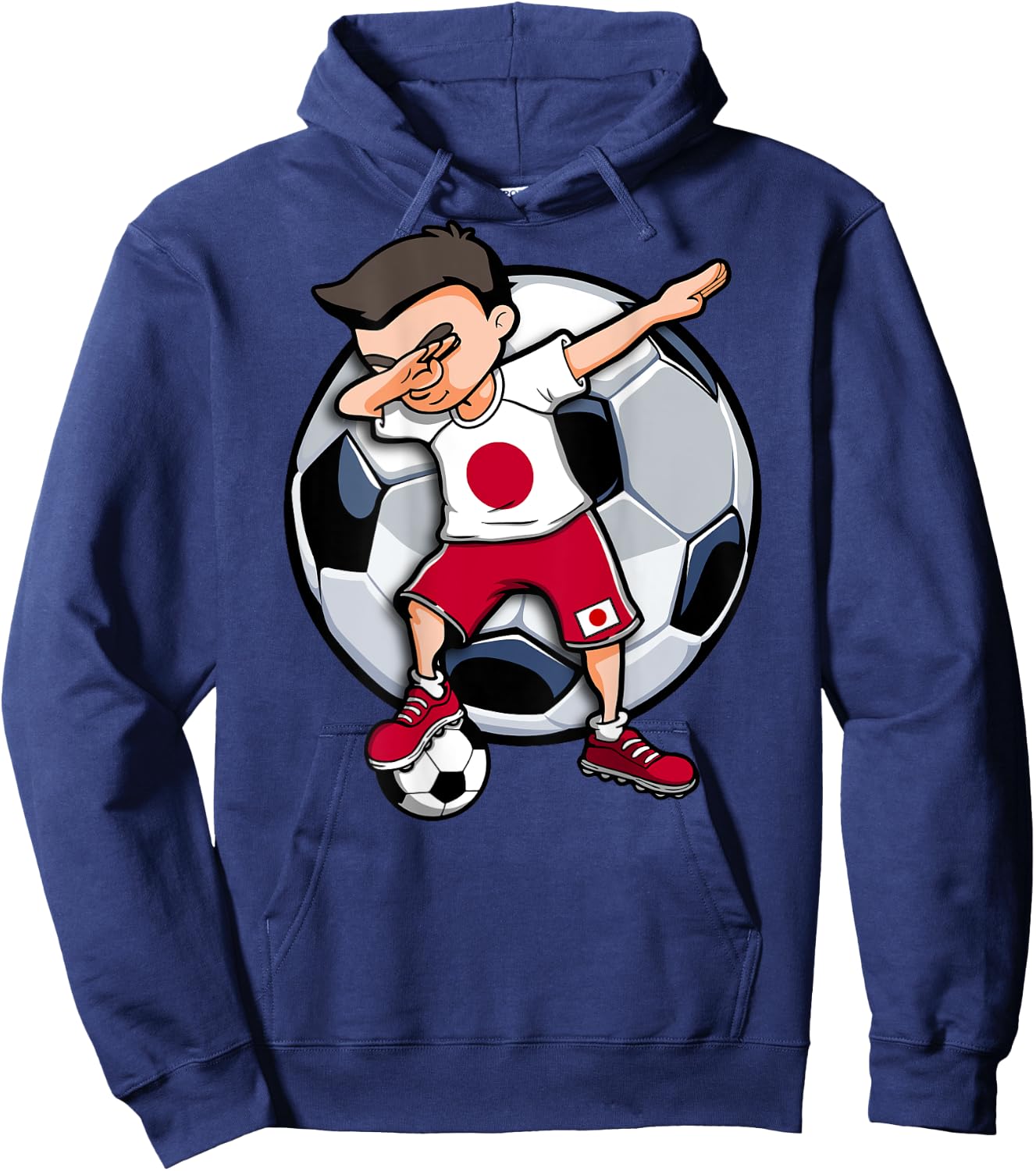Dabbing Soccer Boy Japan Football Fans Jersey Japanese Flag Hoodie - Hoodie | Navy