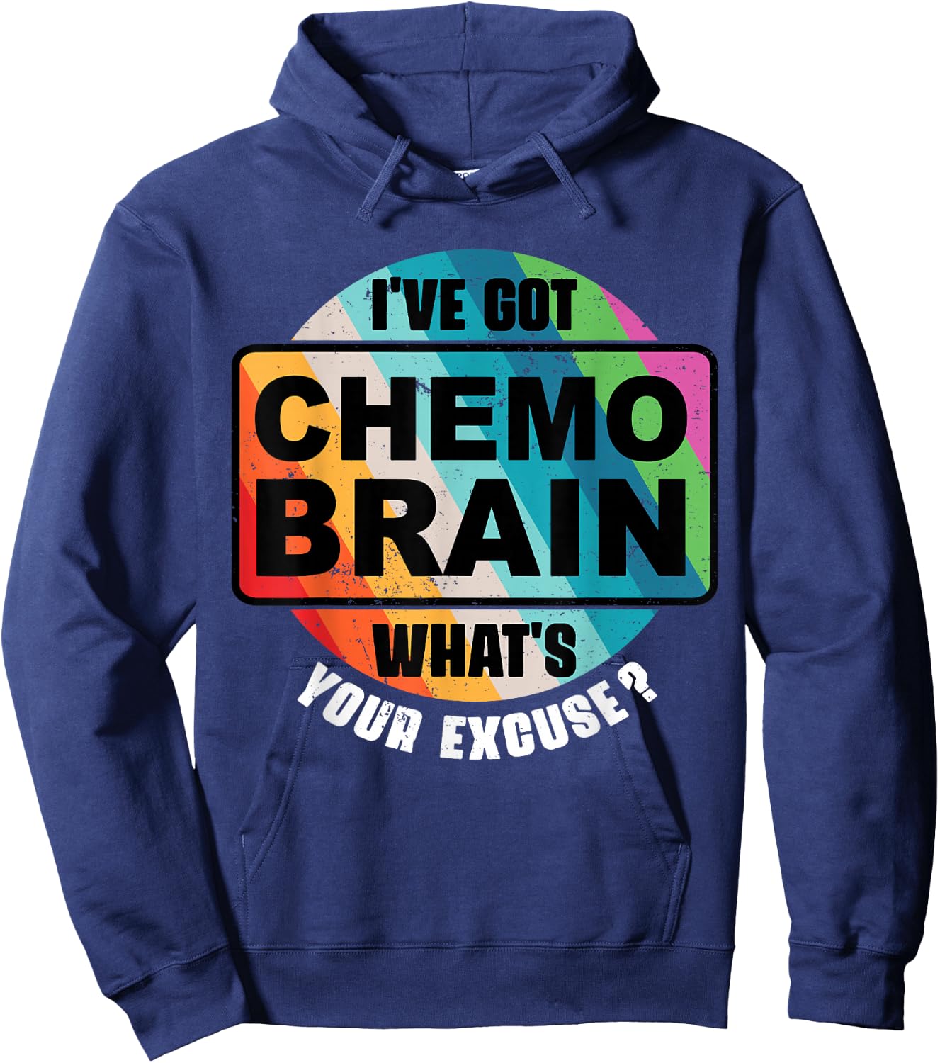 Cancer Chemo Brain Retro Awareness Gift Hoodie - Hoodie | Navy