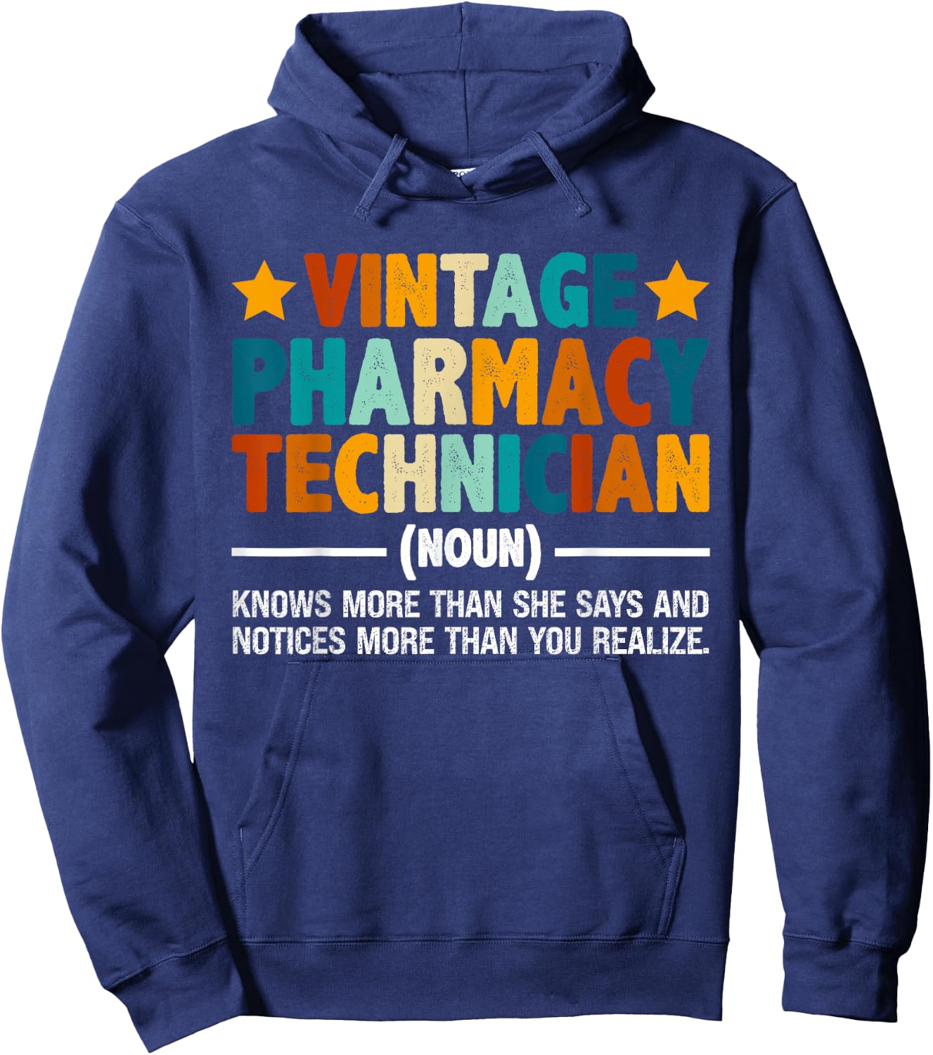Vintage Pharmacy Technician Funny Pharmacist Tech Definition Hoodie - Hoodie | Navy