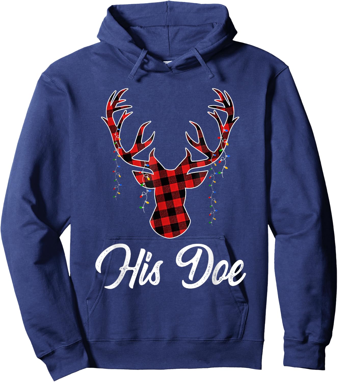 Christmas Couple Matching Pajama Set Her Buck His Doe Hoodie - Hoodie | Navy