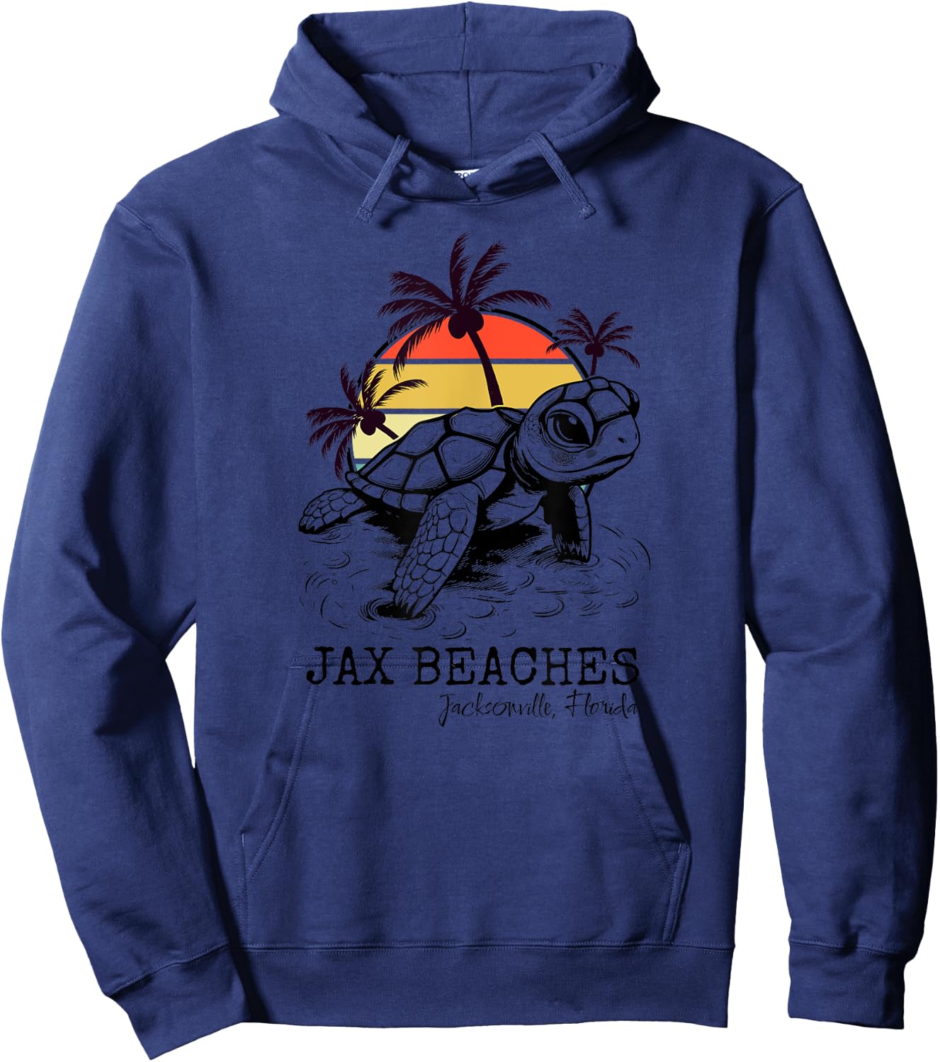 Jax Beaches Sea Turtle Preserve Save Jacksonville Loggerhead Hoodie - Hoodie | Navy