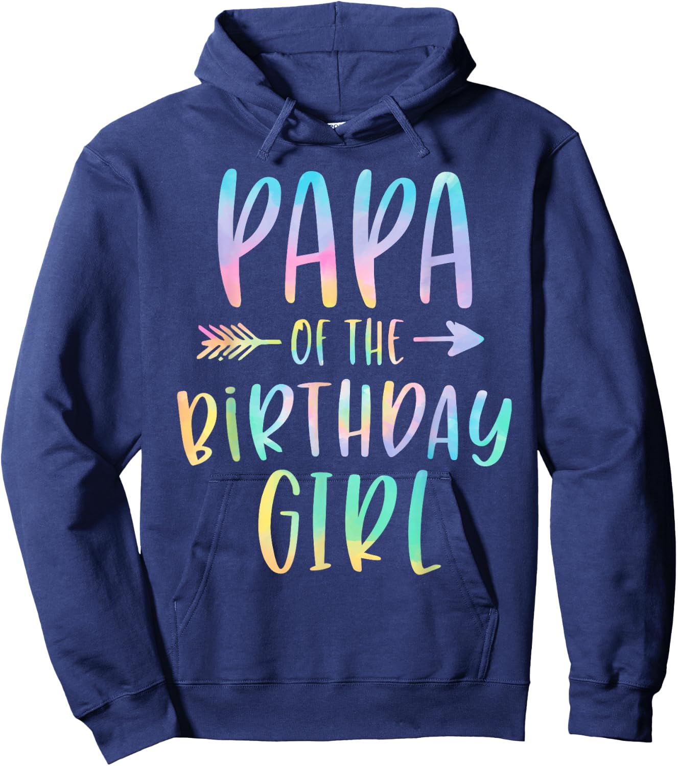 Papa of the Birthday Girl Tie Dye Colorful Bday Hoodie - Hoodie | Navy