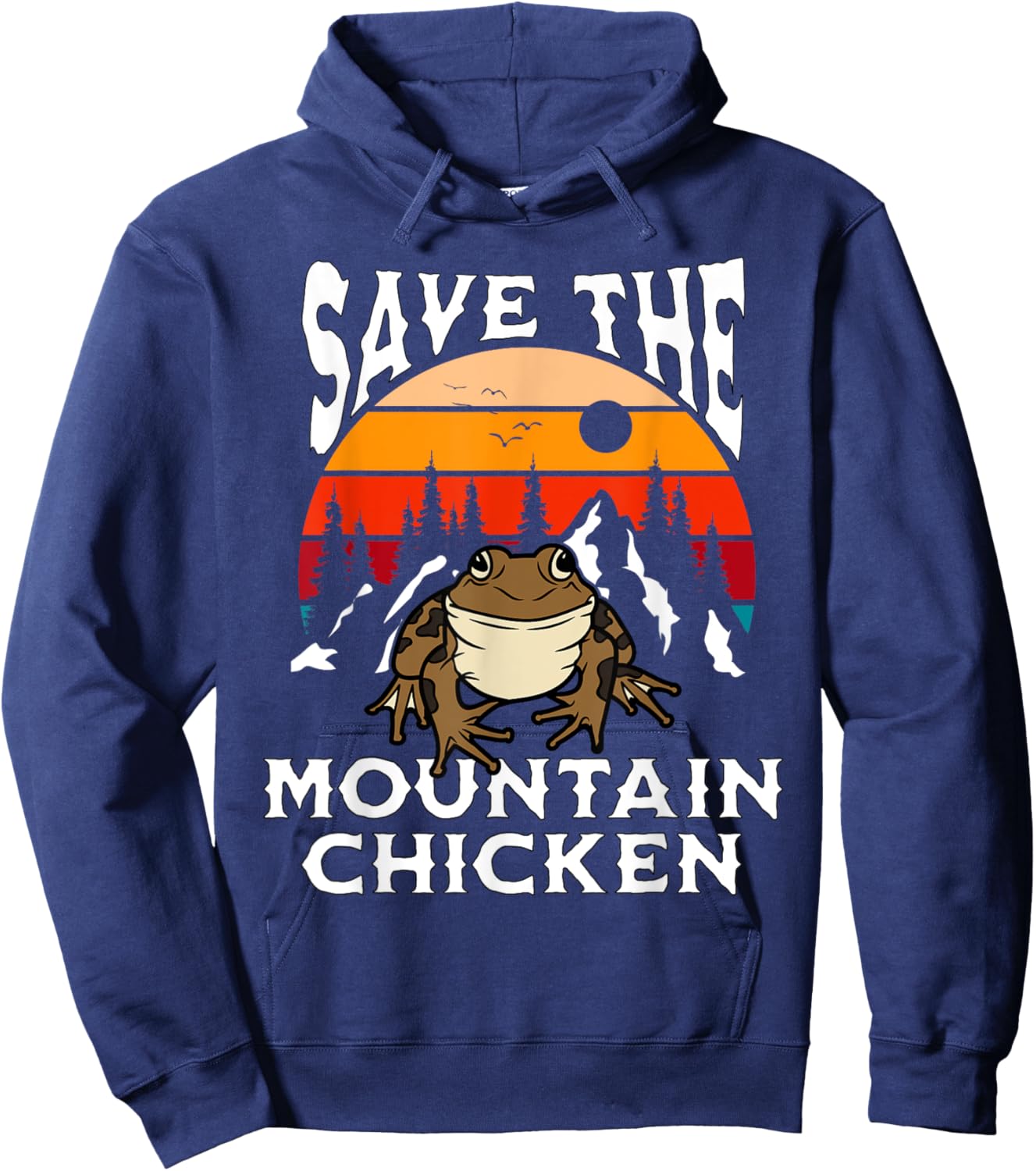 Save Mountain Chicken Frogs Retro Amphibian Pet Lover Hoodie - Hoodie | Navy