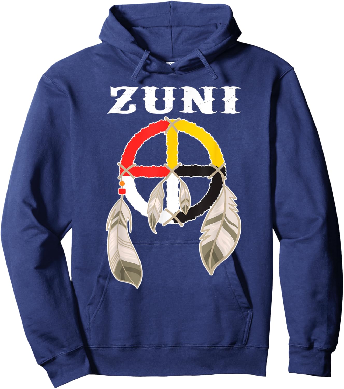 Zuni Tribe Nation Pueblo Native Indian Medicine Wheel Hoodie - Hoodie | Navy