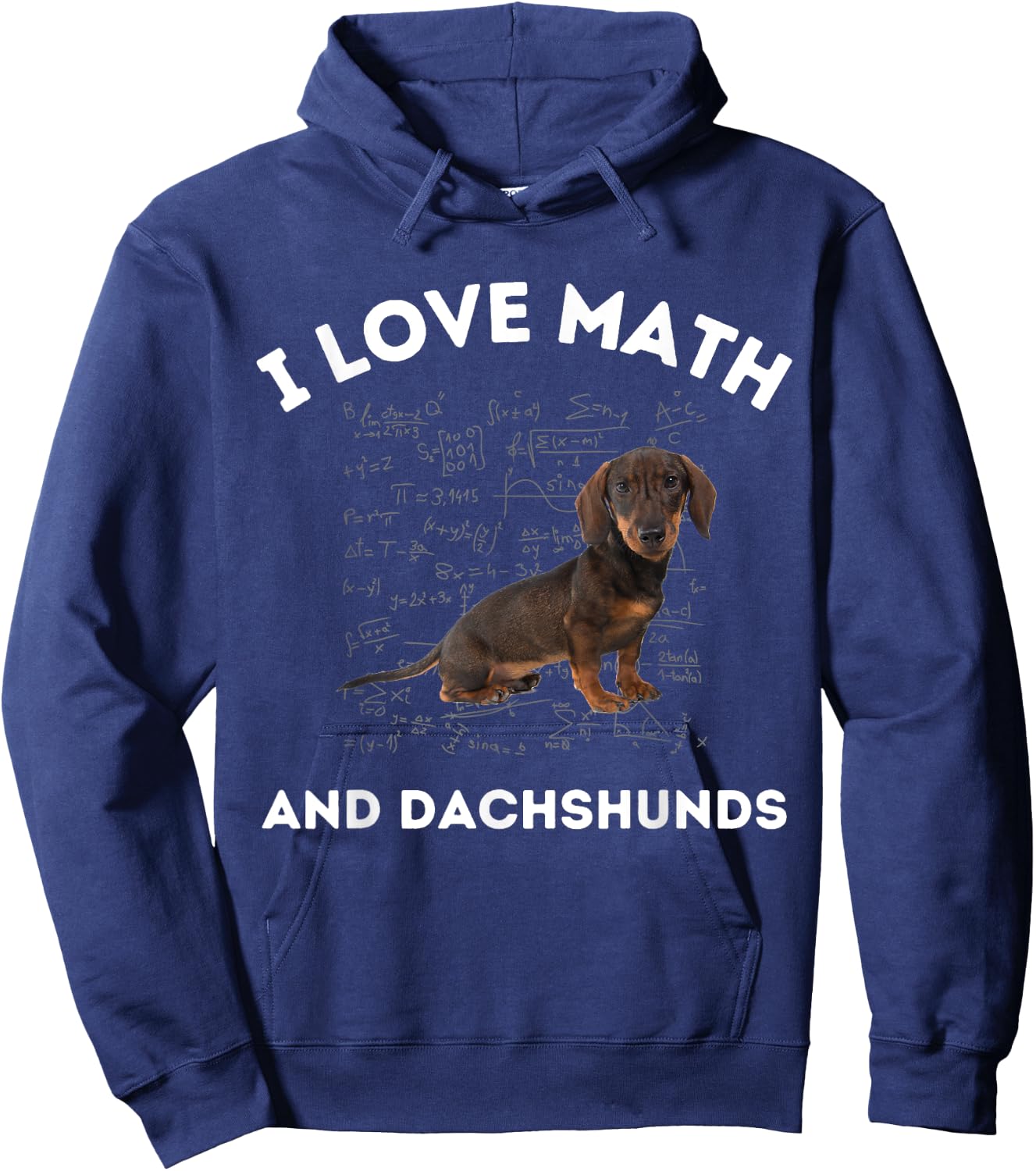 I Love Math and Dachshunds Dog Algebra Teacher Appreciation Men Women Girls Kids Hoodie - Hoodie | Navy