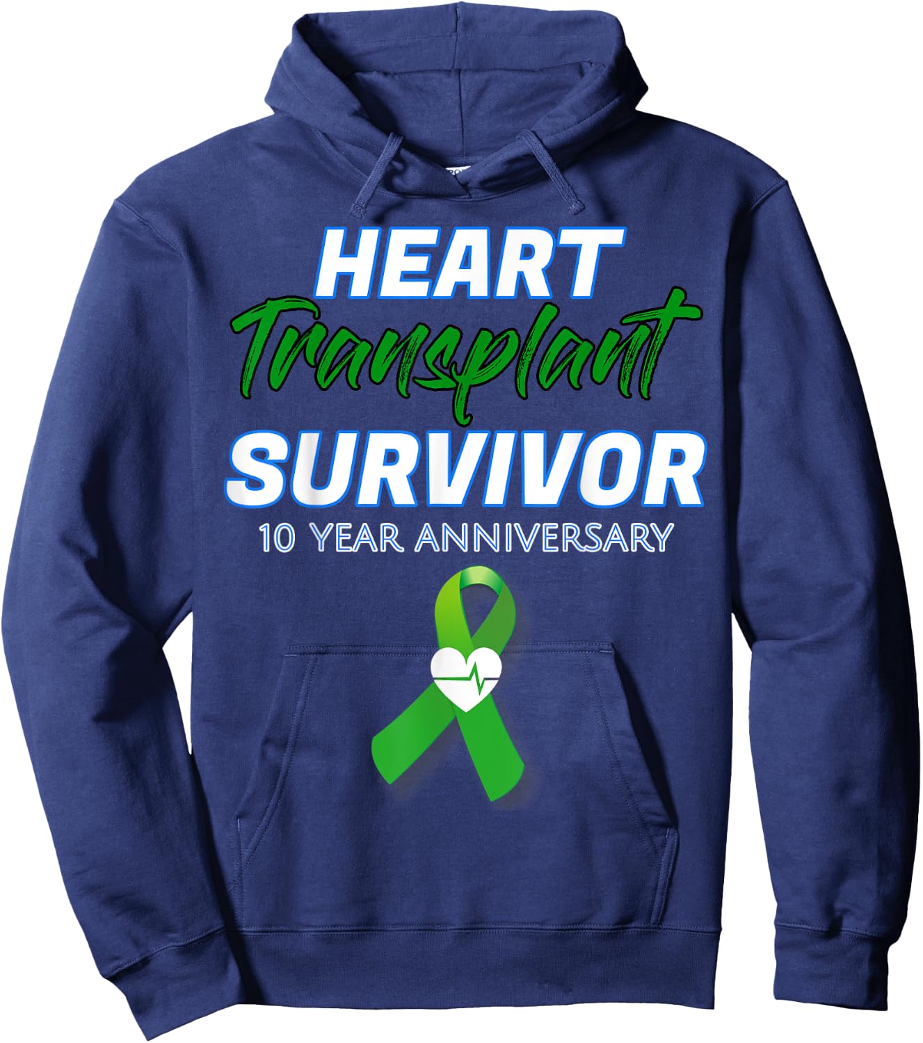Heart Transplant 10 Year Anniversary Survivor patient Hoodie - Hoodie | Navy