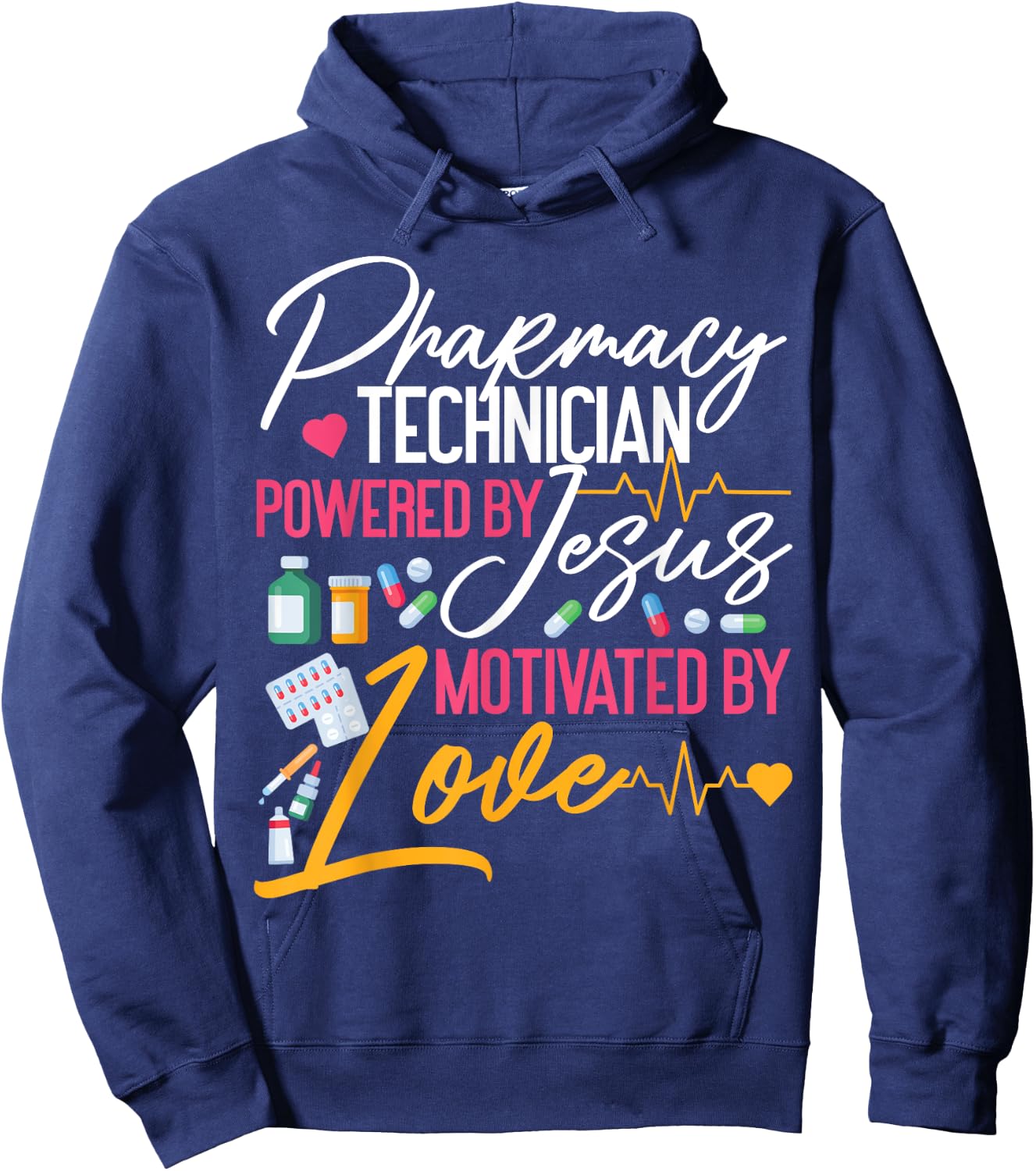 Pharmacy Tech Technician Pharmacist Student Jesus Faith Hoodie - Hoodie | Navy