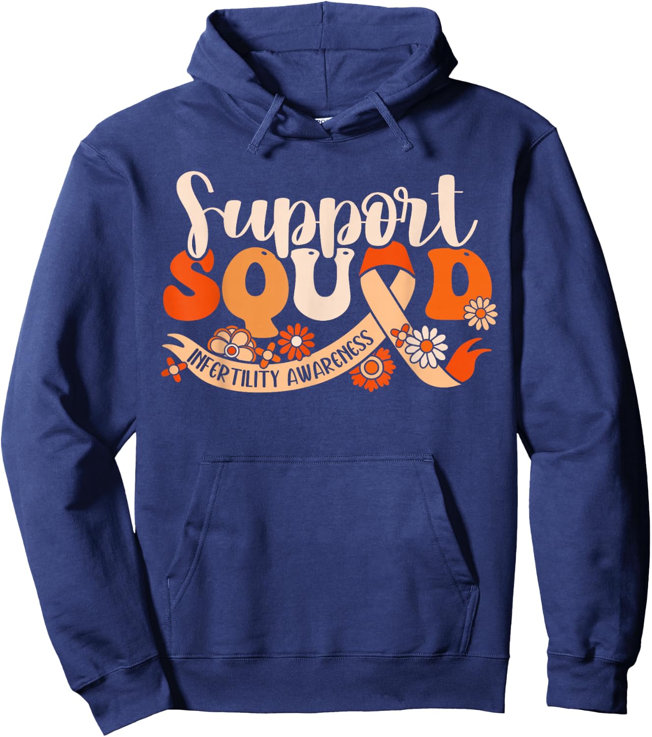 Orange Infertility Awareness Support Squad Partner IVF Month Hoodie - Hoodie | Navy