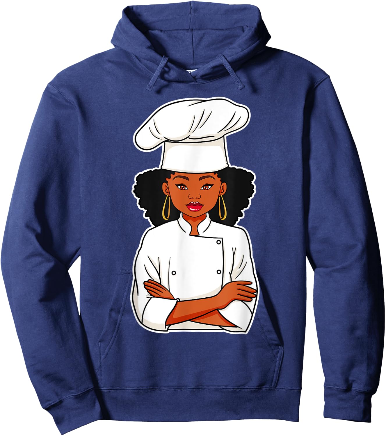 Chef African American Black Woman Afro Hair Cook Culinarian Hoodie - Hoodie | Navy