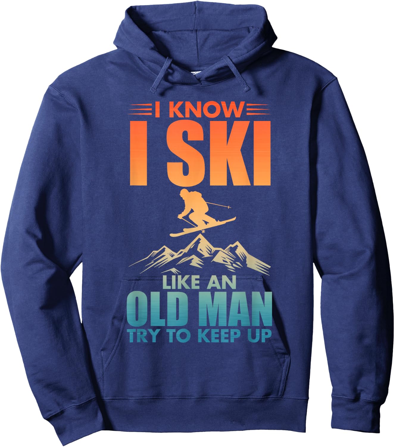 Best Ski Art for Grandpa Men Skiing Nordic Skier Skiing Hoodie - Hoodie | Navy