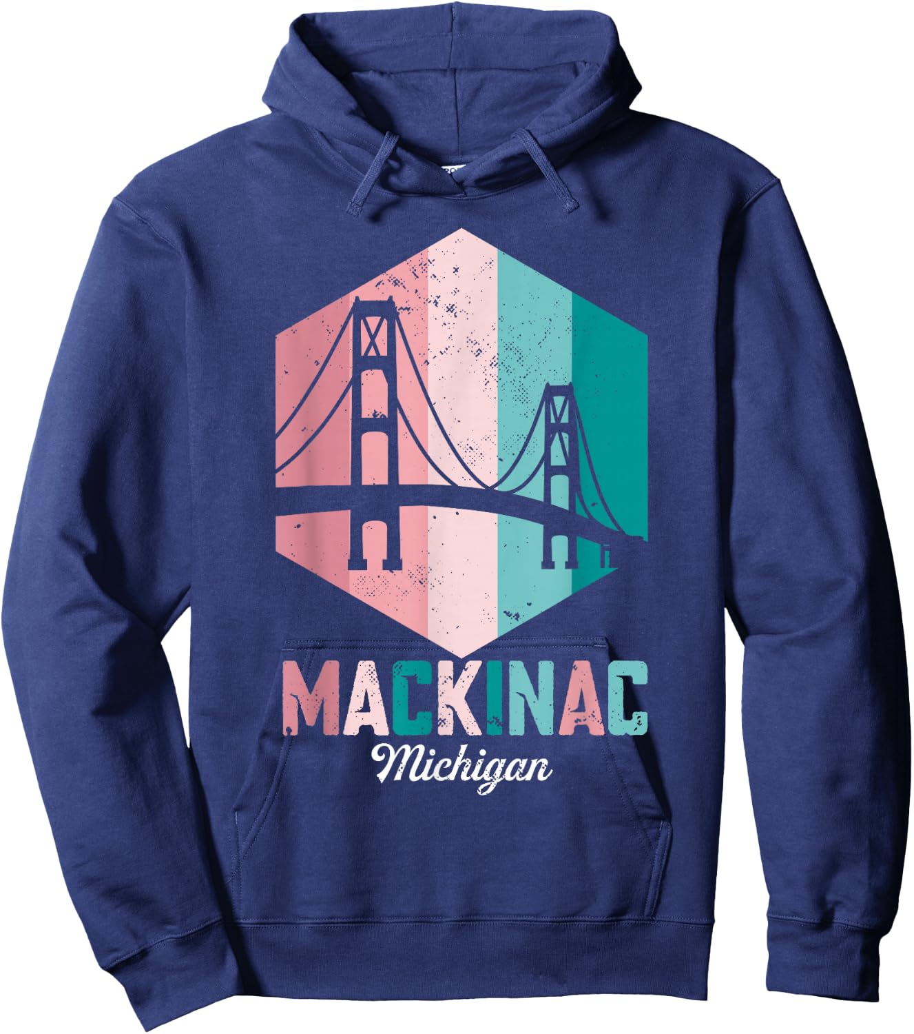 Retro Mackinac Bridge Souvenir Mackinaw Vintage Michigan Hoodie - Hoodie | Navy