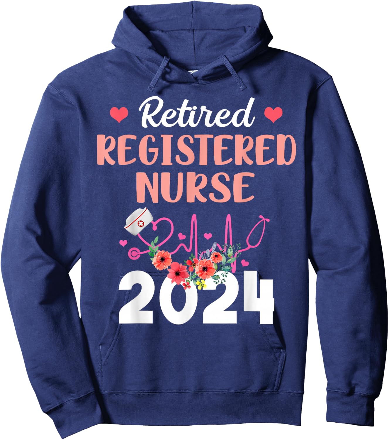 Retired Registered Nurse 2024 Retirement Gifts for Nurse RN Hoodie - Hoodie | Navy