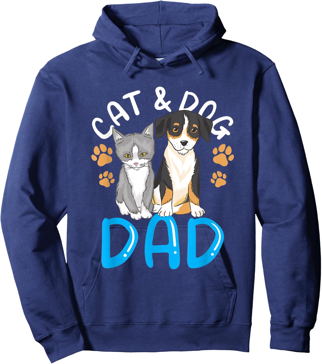Cat And Dog Dad Boy Guy Lover Cats Dogs Father Daddy Papa Hoodie - Hoodie | Navy