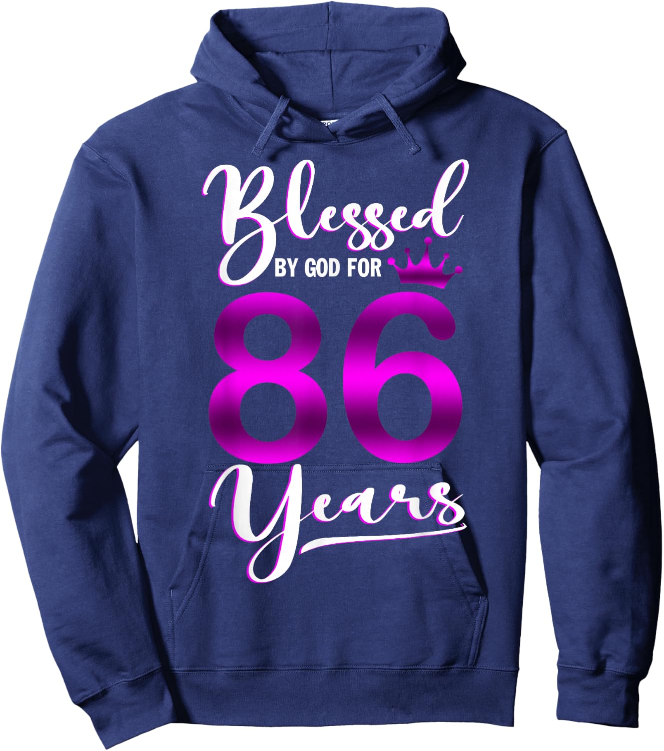 Vintage Blessed by God For 86 Years Old Happy 86th Birthday Hoodie - Hoodie | Navy