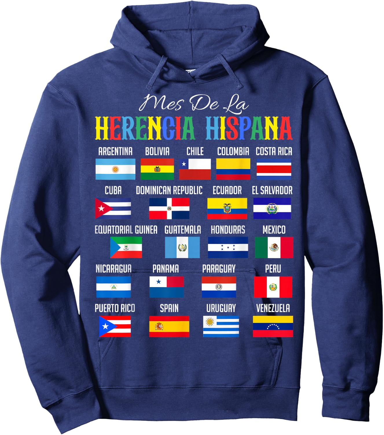 Mes De La Herencia Hispana National Hispanic Heritage Month Hoodie - Hoodie | Navy