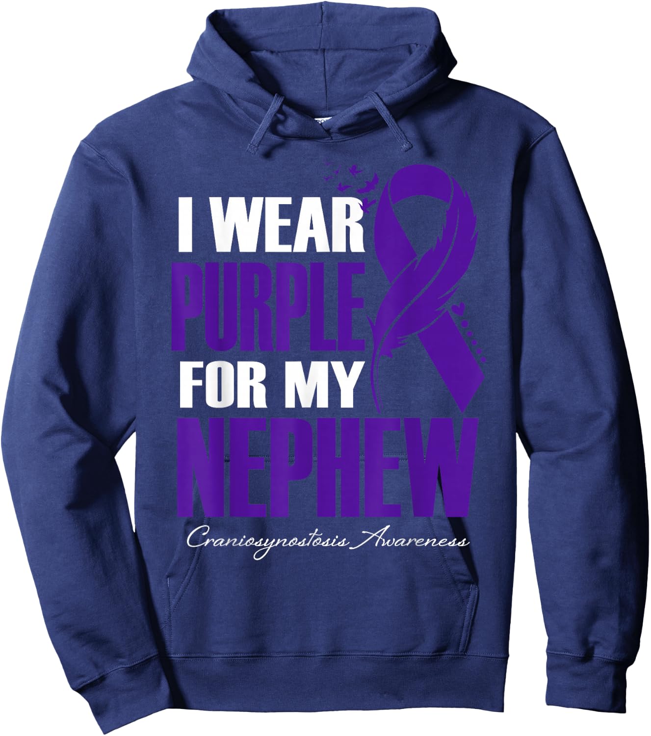 I Wear Purple For My Nephew Craniosynostosis Awareness Hoodie - Hoodie | Navy