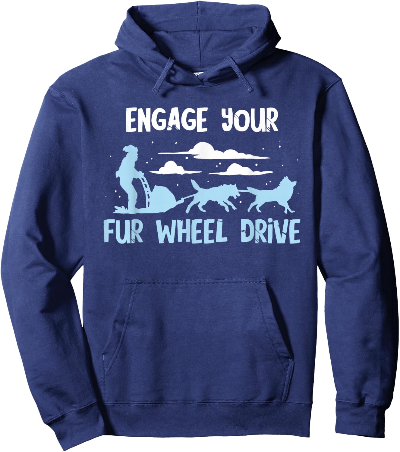 Sled Dog Fur Wheel Drive Mushing Snow Sleding Huskies Sleigh Hoodie - Hoodie | Navy