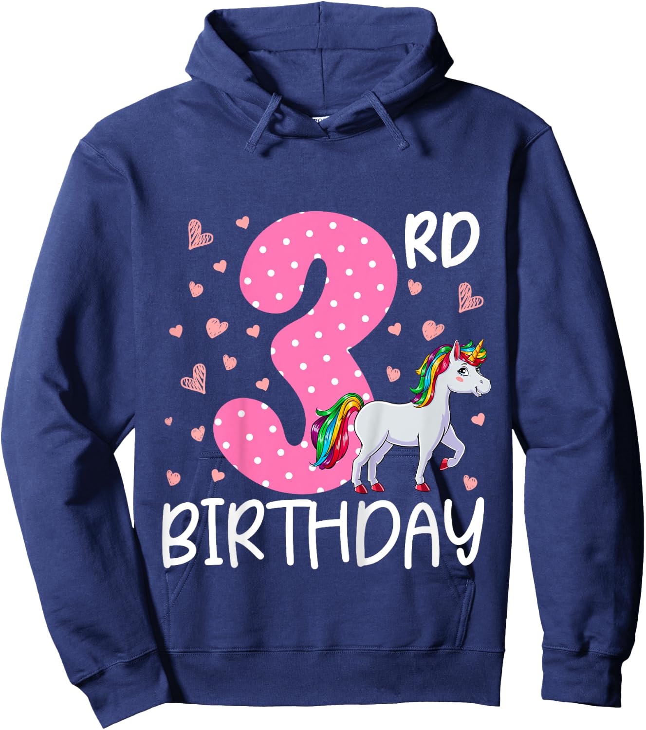 3 Years Old Girls Unicorn 3rd Birthday Hoodie - Hoodie | Navy
