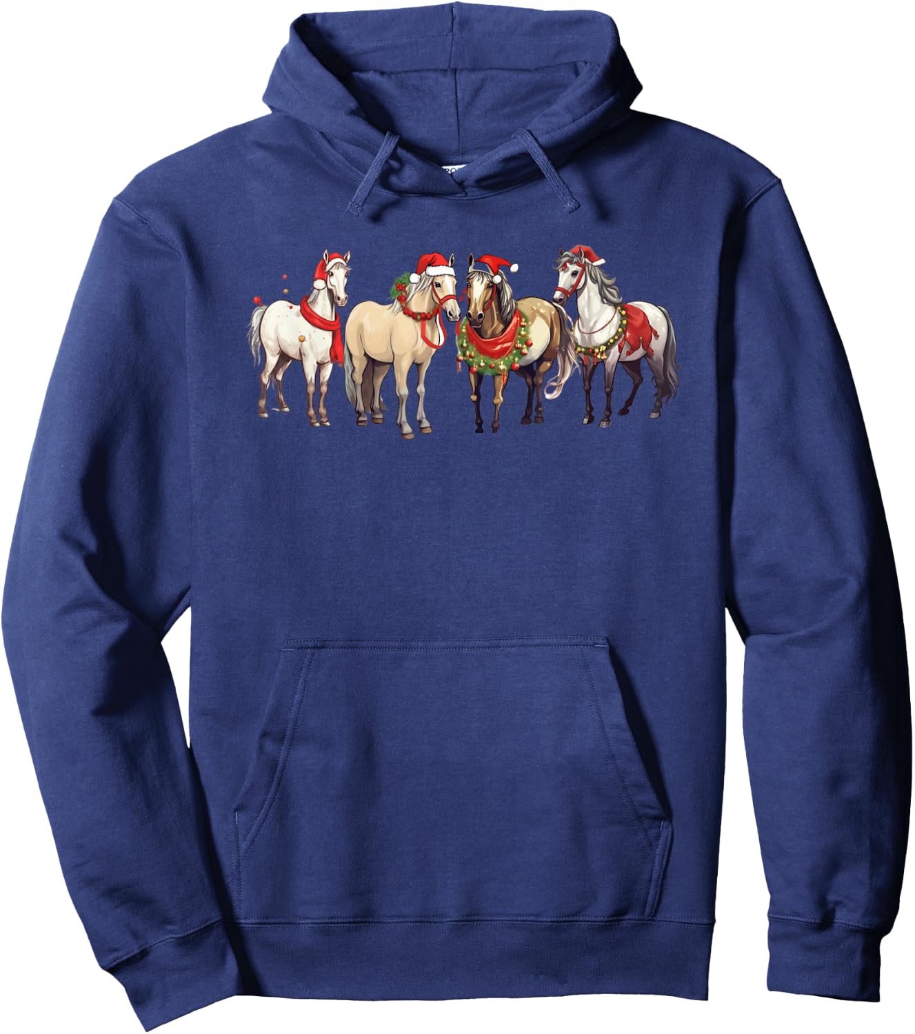Harlow And Popcorn Merch Harlow’s Ponies Festive Hoodie - Hoodie | Navy