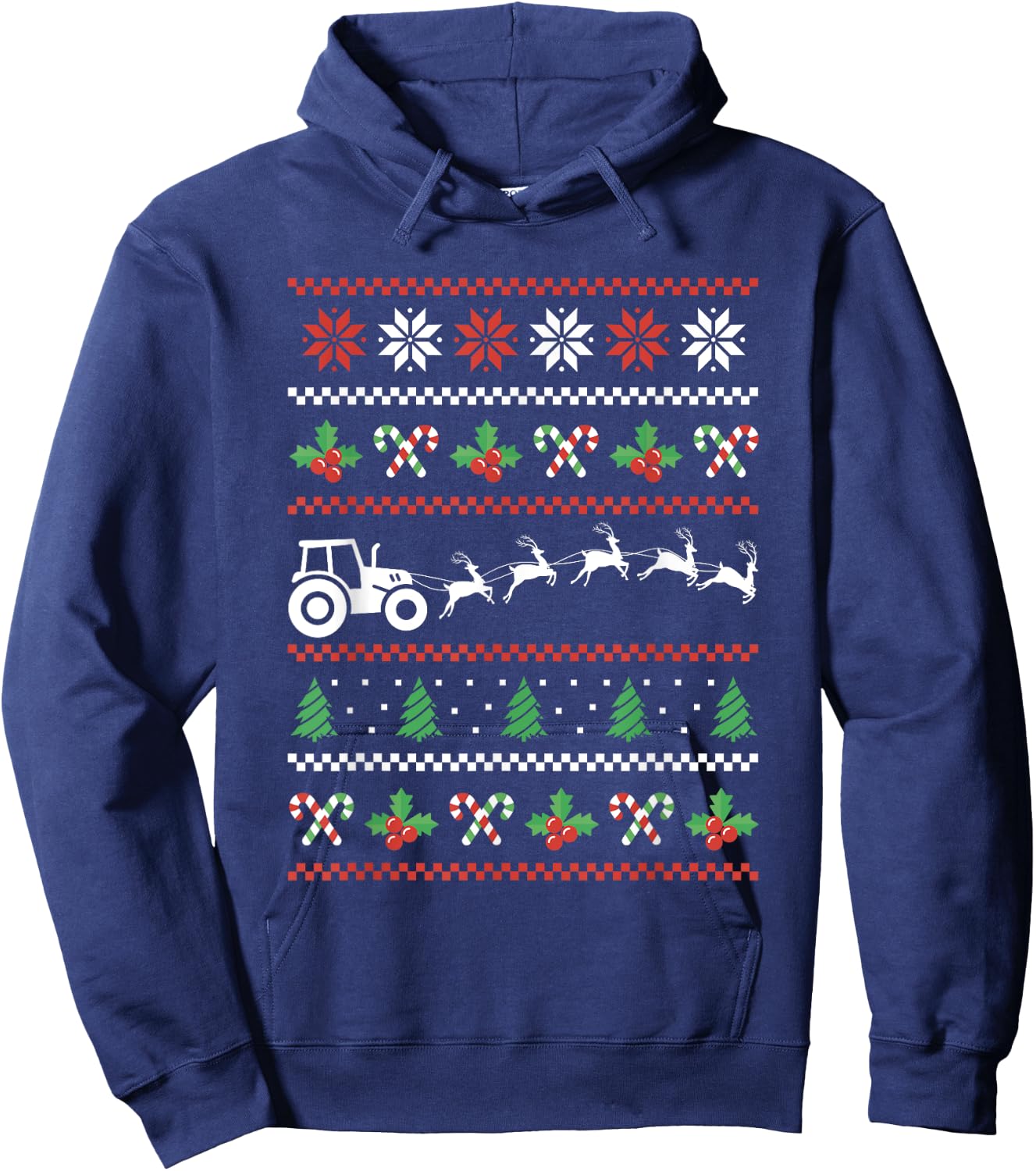 Tractor Reindeer Ugly Christmas Farm Farming Xmas Farmer Hoodie - Hoodie | Navy