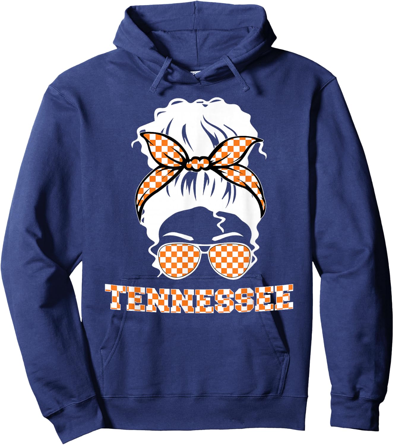 Tennessee State Orange USA Messy Bun Hair Pride TN Hoodie - Hoodie | Navy