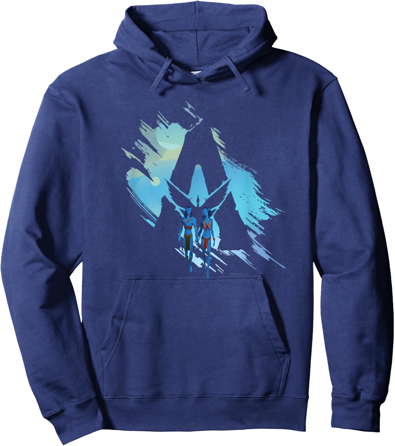 Avatar: The Way of Water Jake and Neytiri A Logo Illustrated Hoodie - Hoodie | Navy