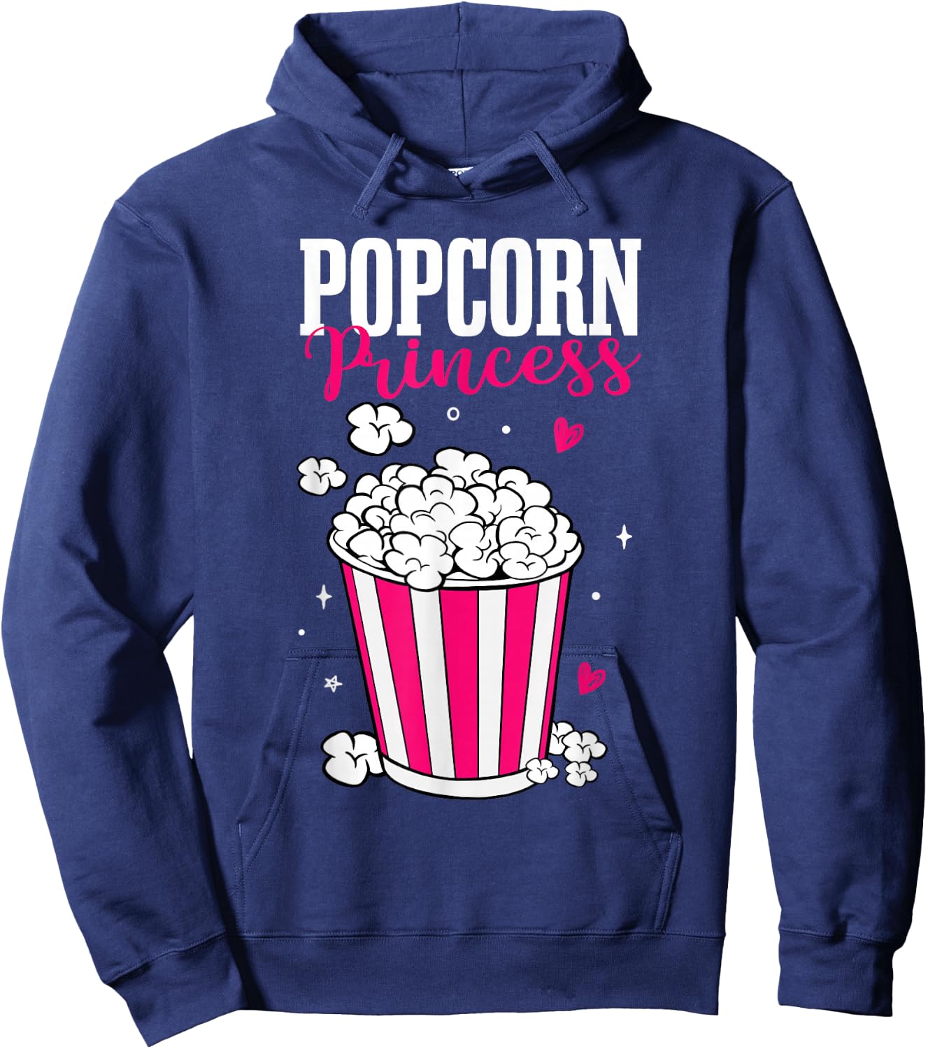 Popcorn Princess Women Cute Movie Night Cinema Snack Hoodie - Hoodie | Navy