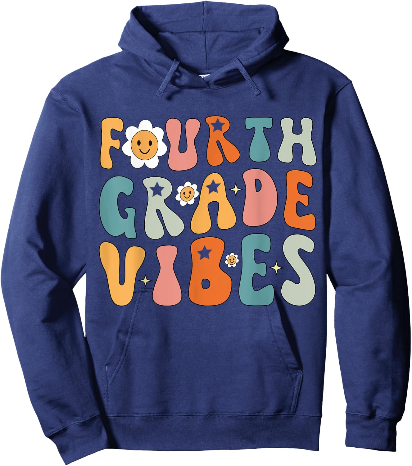 Fourth Grade Vibes, 4th Grade Team Retro 1st Day of School Hoodie - Hoodie | Navy