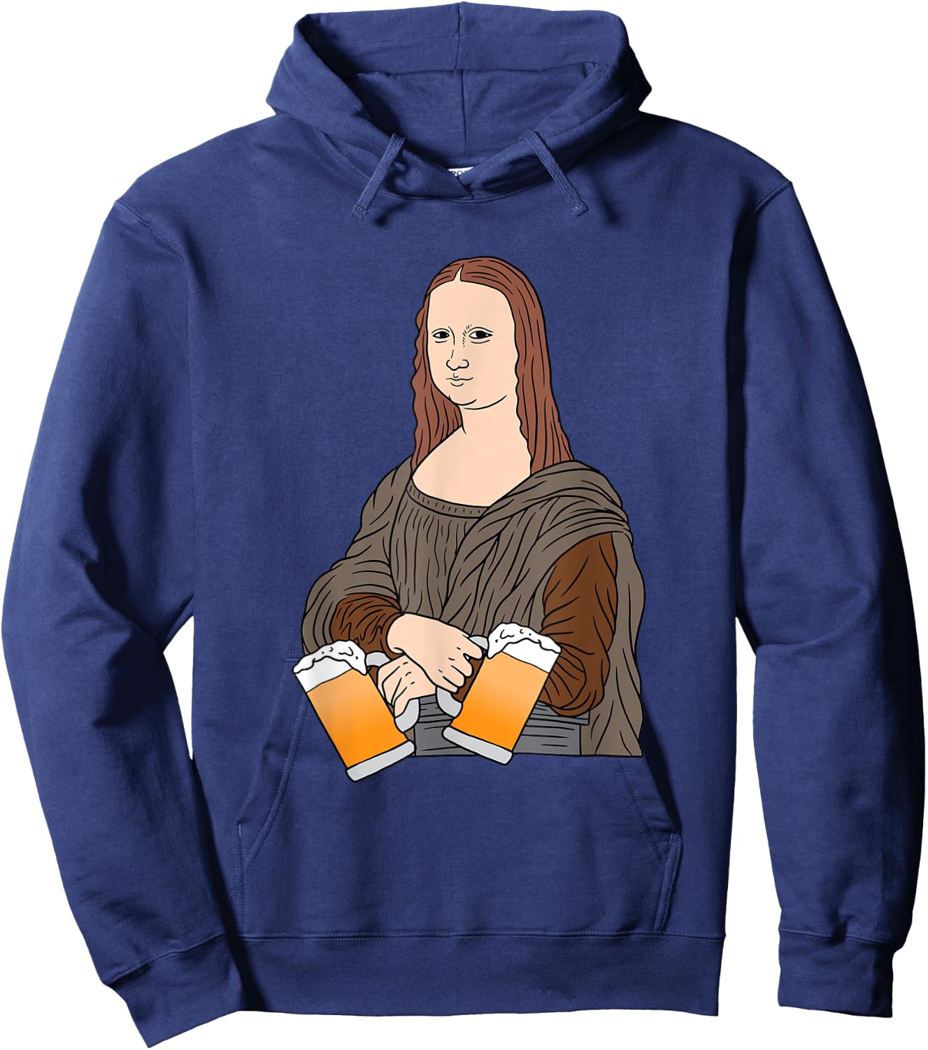 Mona Lisa by Leonardo Da Vinci Beer Party Alcohol Art Hoodie - Hoodie | Navy