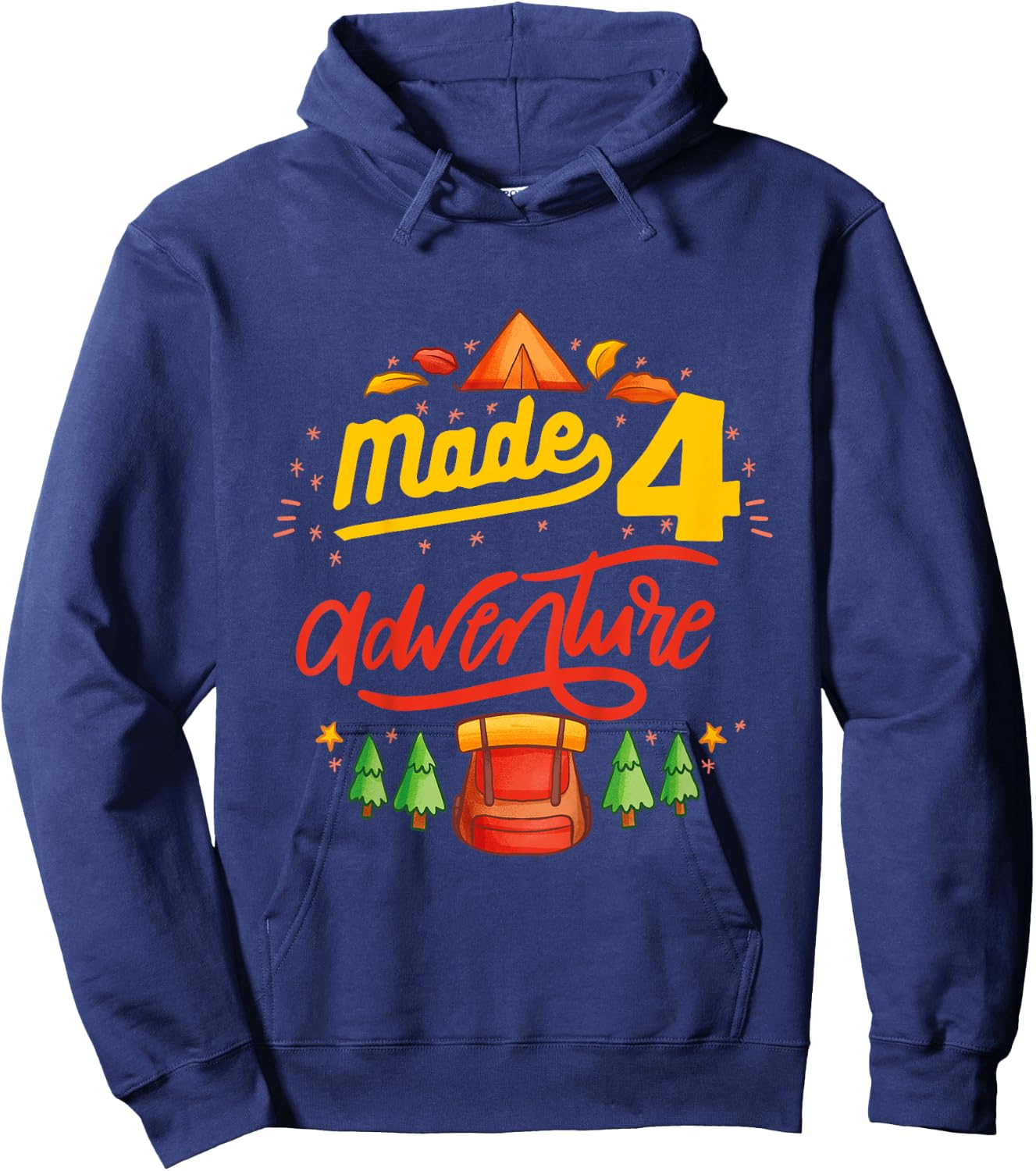 4th Birthday camping themed Party Made four adventure Hoodie - Hoodie | Navy
