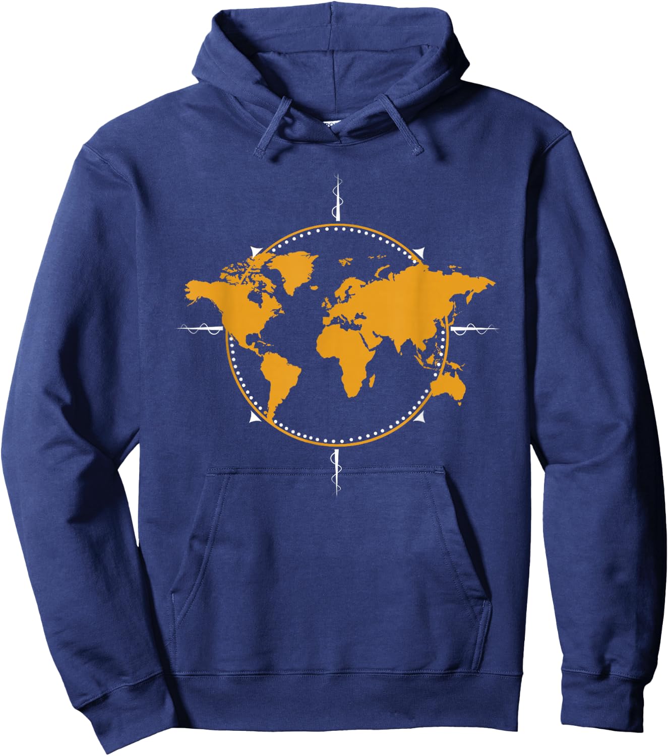 Geographic, World Map & Compass Graphic Travel Hoodie - Hoodie | Navy