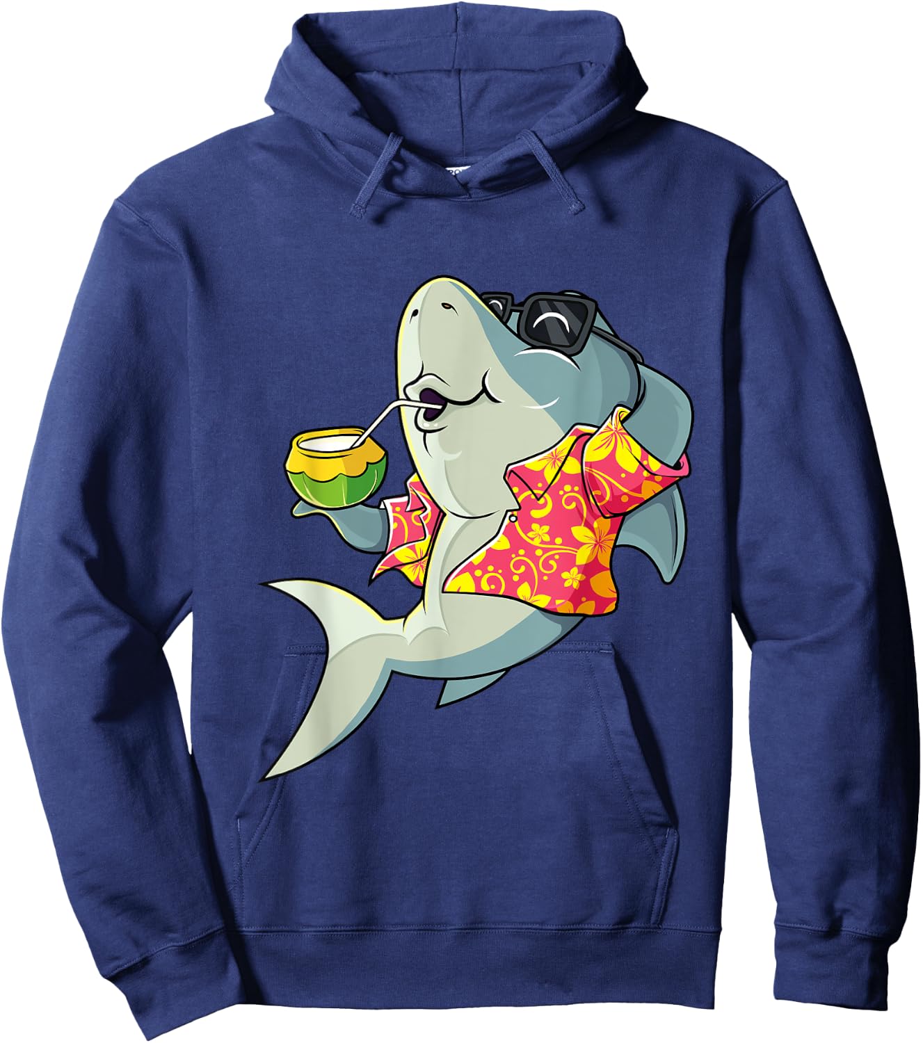Hawaiian Shark Summer Tropical Luau Party Men Boys Kids Hoodie - Hoodie | Navy