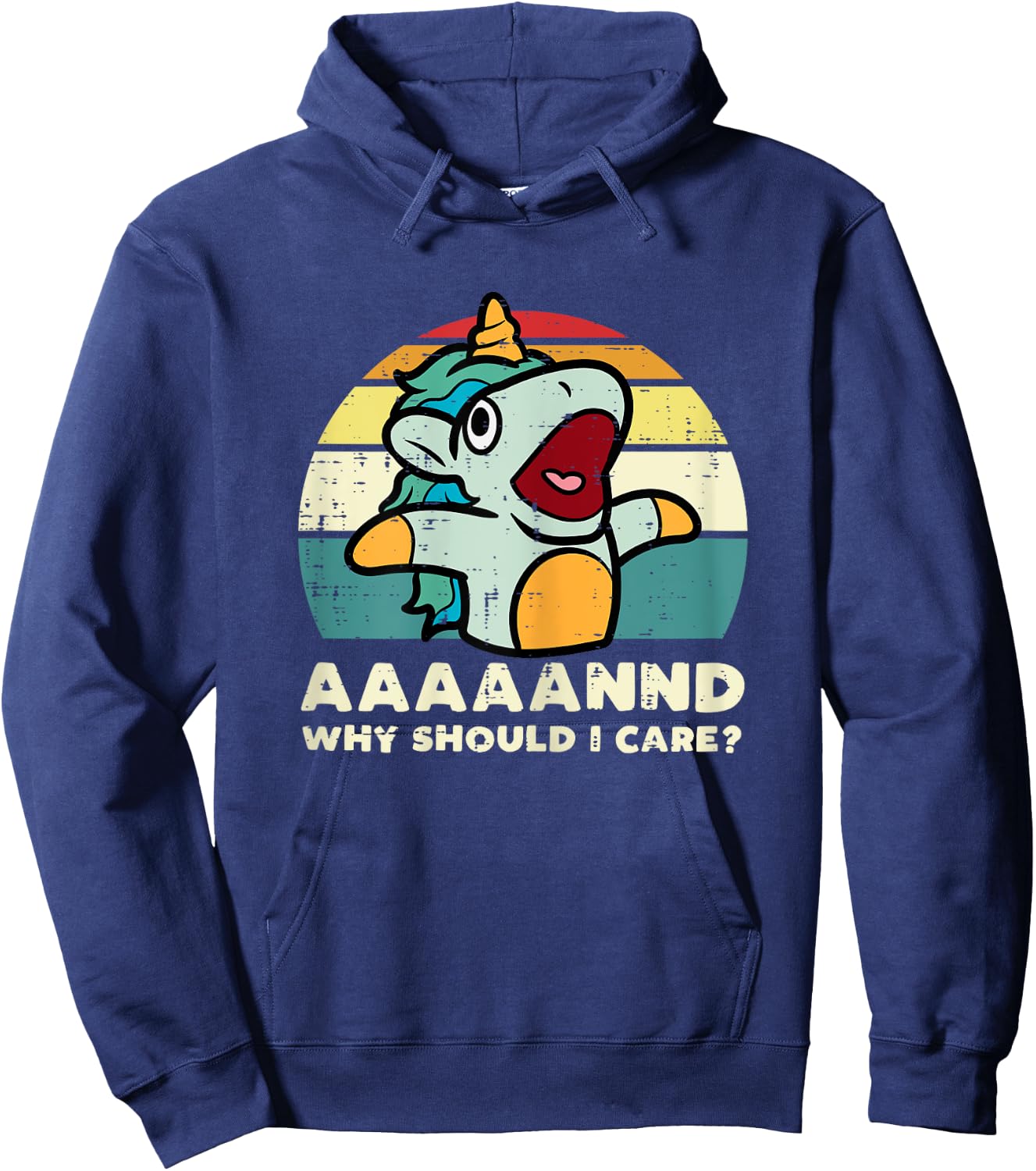 Unicorn Why Should I Care Unicorn Retro Funny Saying Women Hoodie - Hoodie | Navy