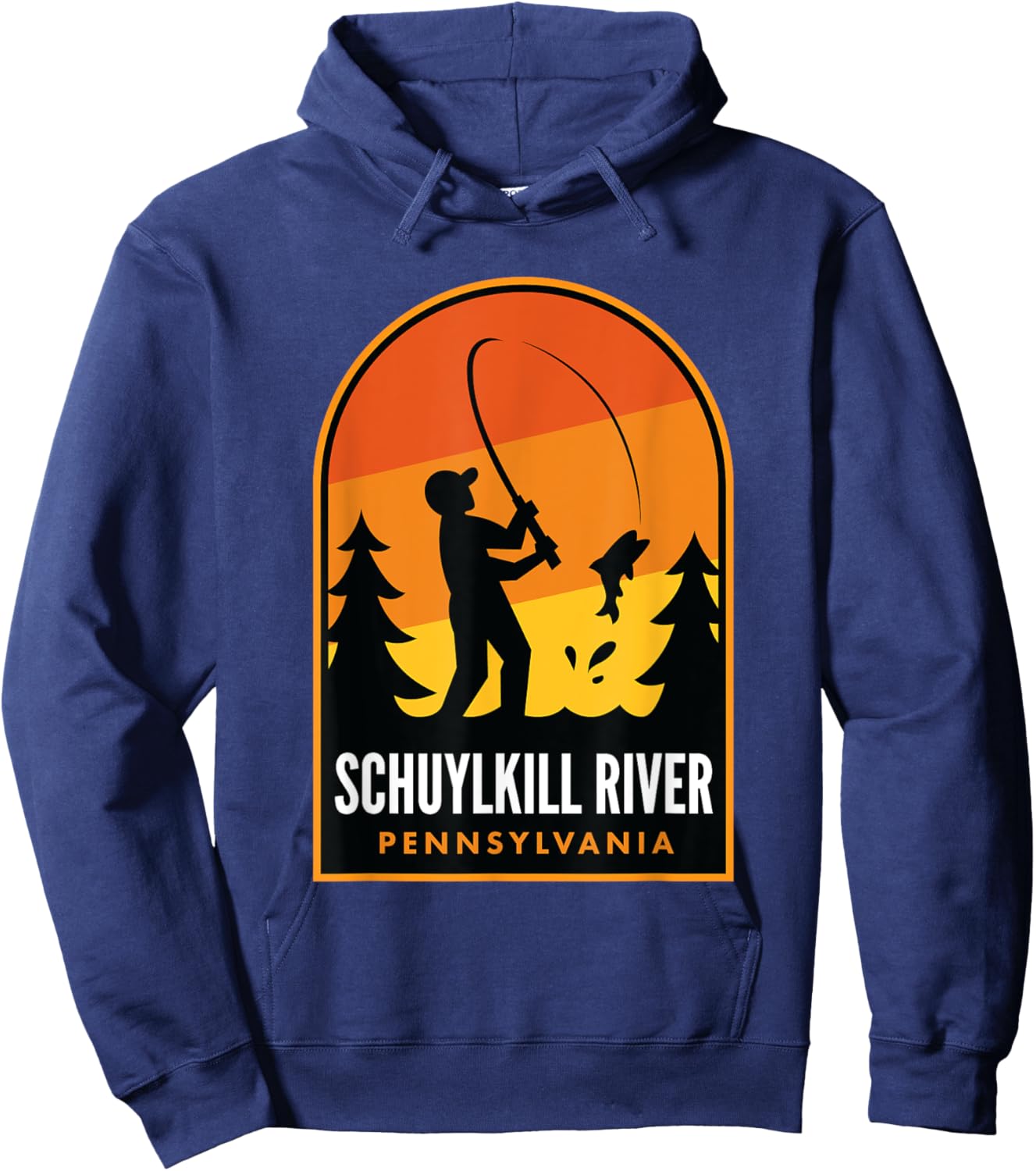 Schuylkill River Pennsylvania Fishing Hoodie - Hoodie | Navy