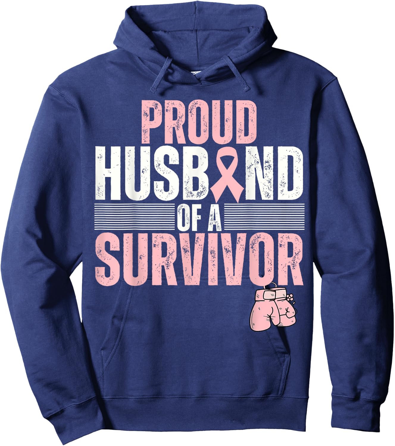 Proud Husband Of Survivor Breast Cancer Survivor Awareness Hoodie - Hoodie | Navy