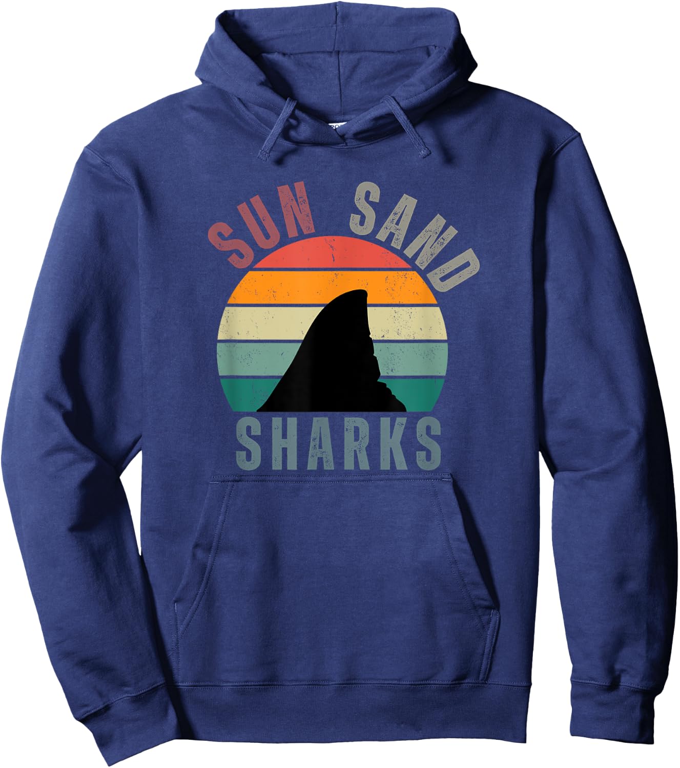Retro Sunset Sun Sand Sharks Casual Summer Beach Men Women Kids Hoodie - Hoodie | Navy