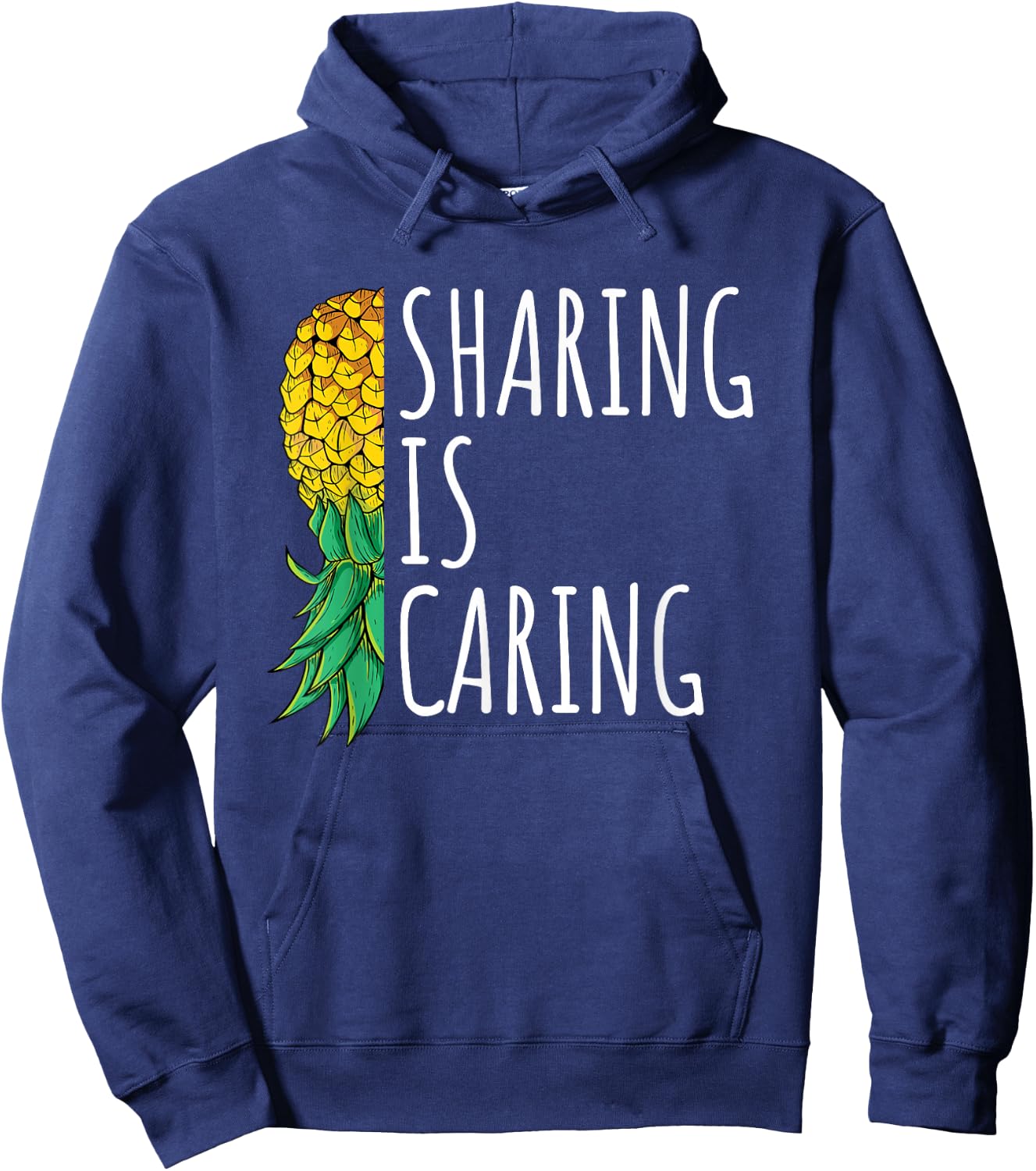 Vintage Sharing is Caring Upside Down Pineapple Swinger Hoodie - Hoodie | Navy