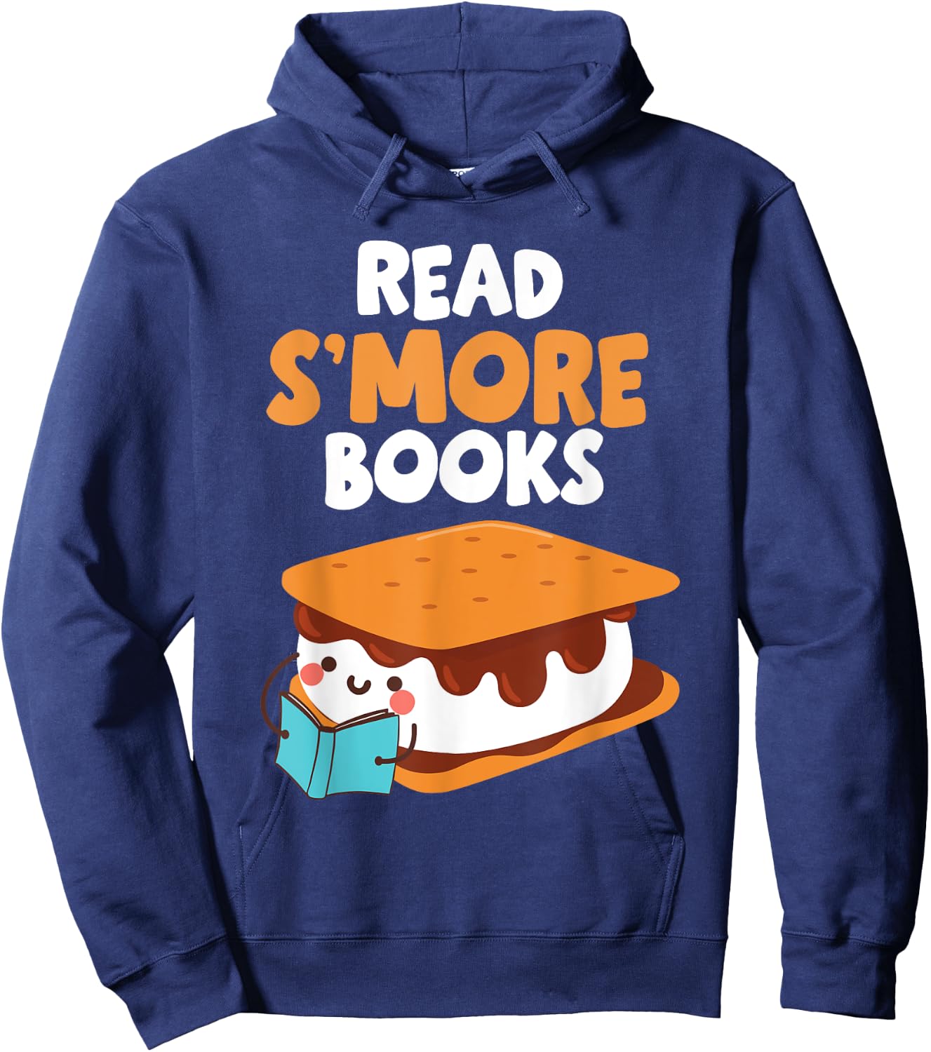 Marshmallow Camping Campfire Funny Read Smore Books Hoodie - Hoodie | Navy