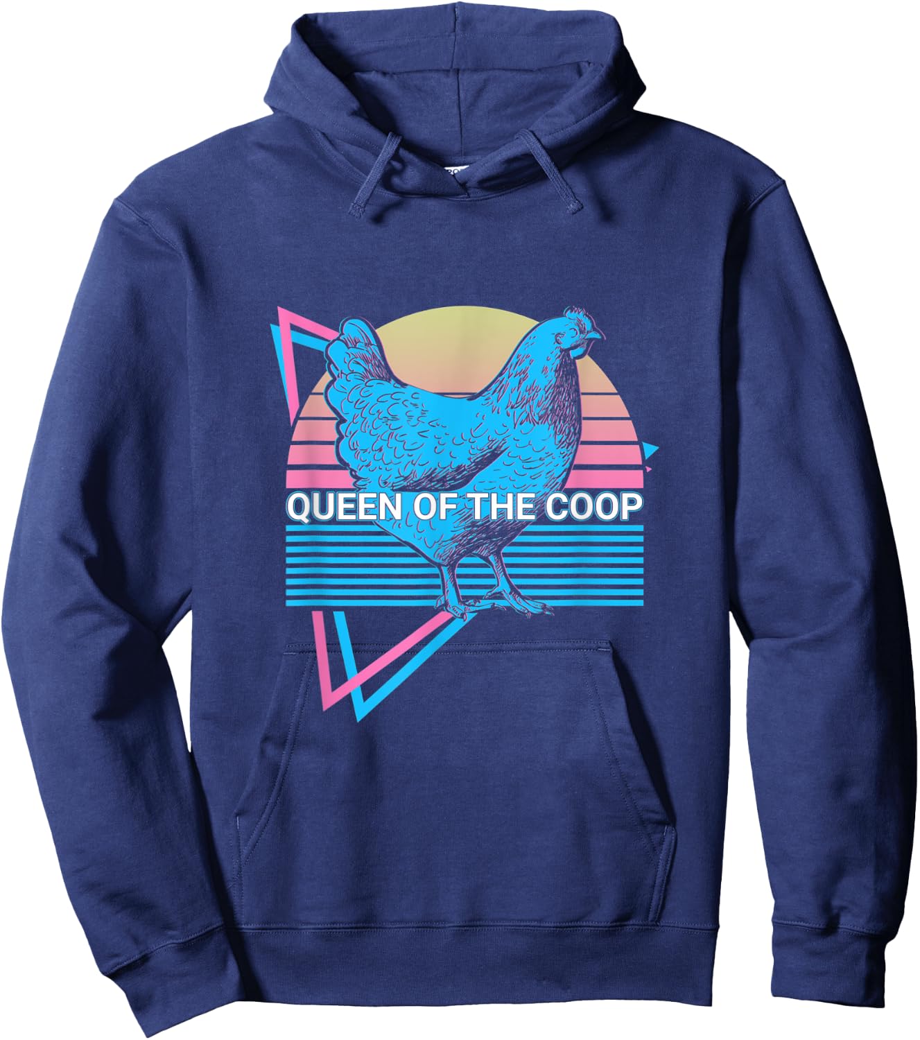 Funny Chicken Retro Queen Of The Coop Hoodie - Hoodie | Navy