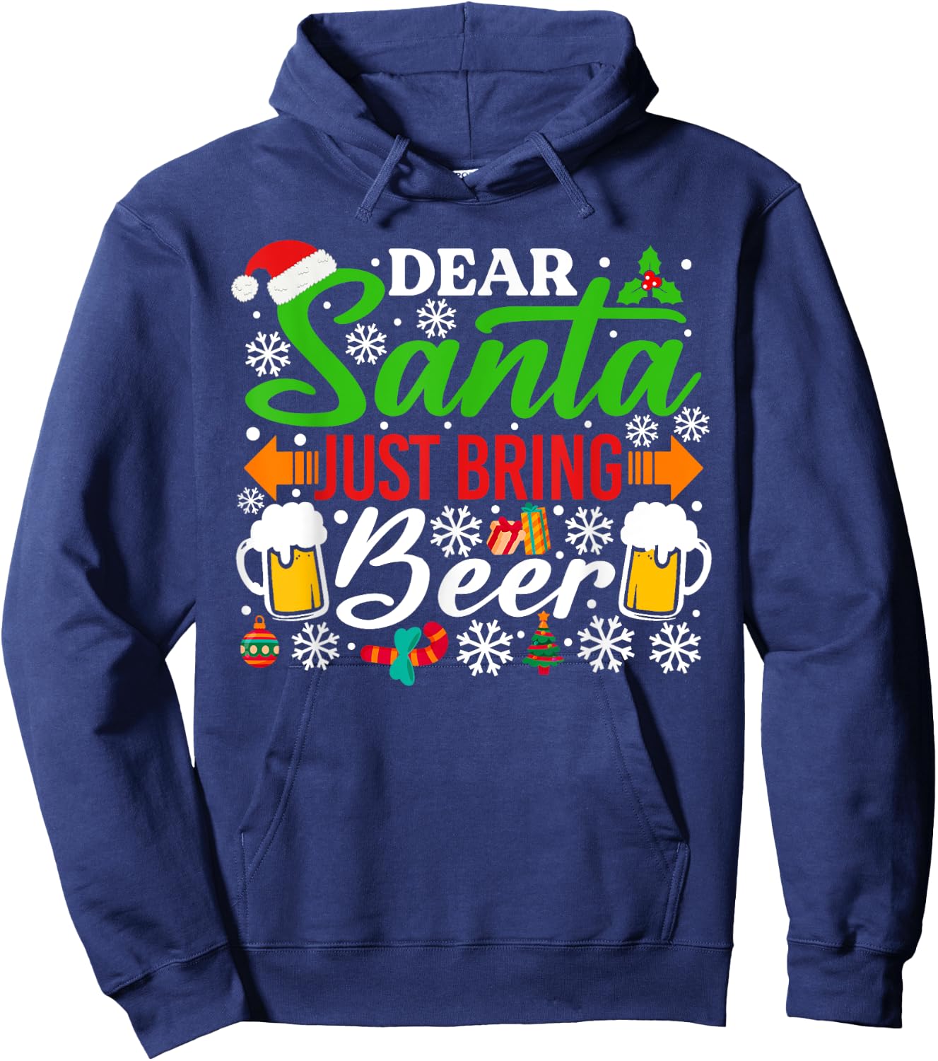 Dear Santa Just Bring Beer Shirt Funny Santa Christmas Hoodie - Hoodie | Navy
