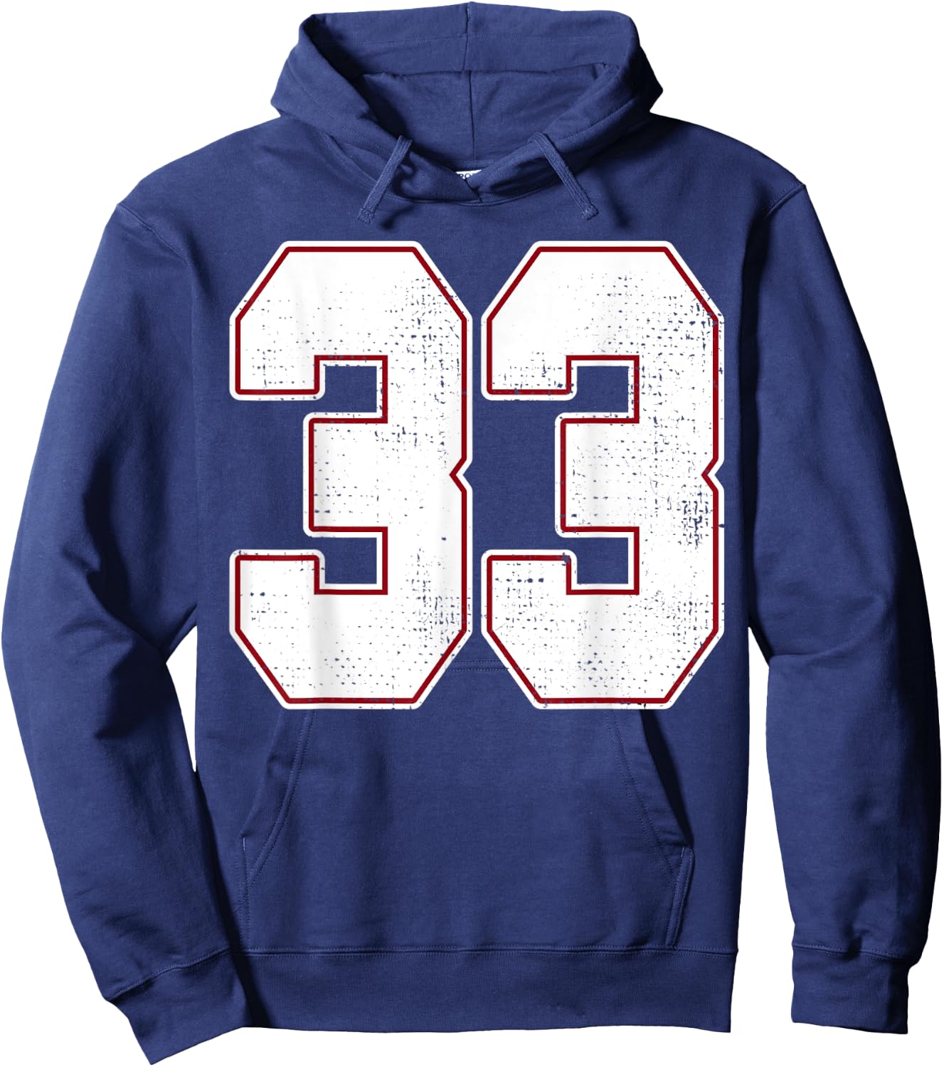 #33 Outline Number 33 Fan Varsity Sports Team Blue Jersey Hoodie - Hoodie | Navy