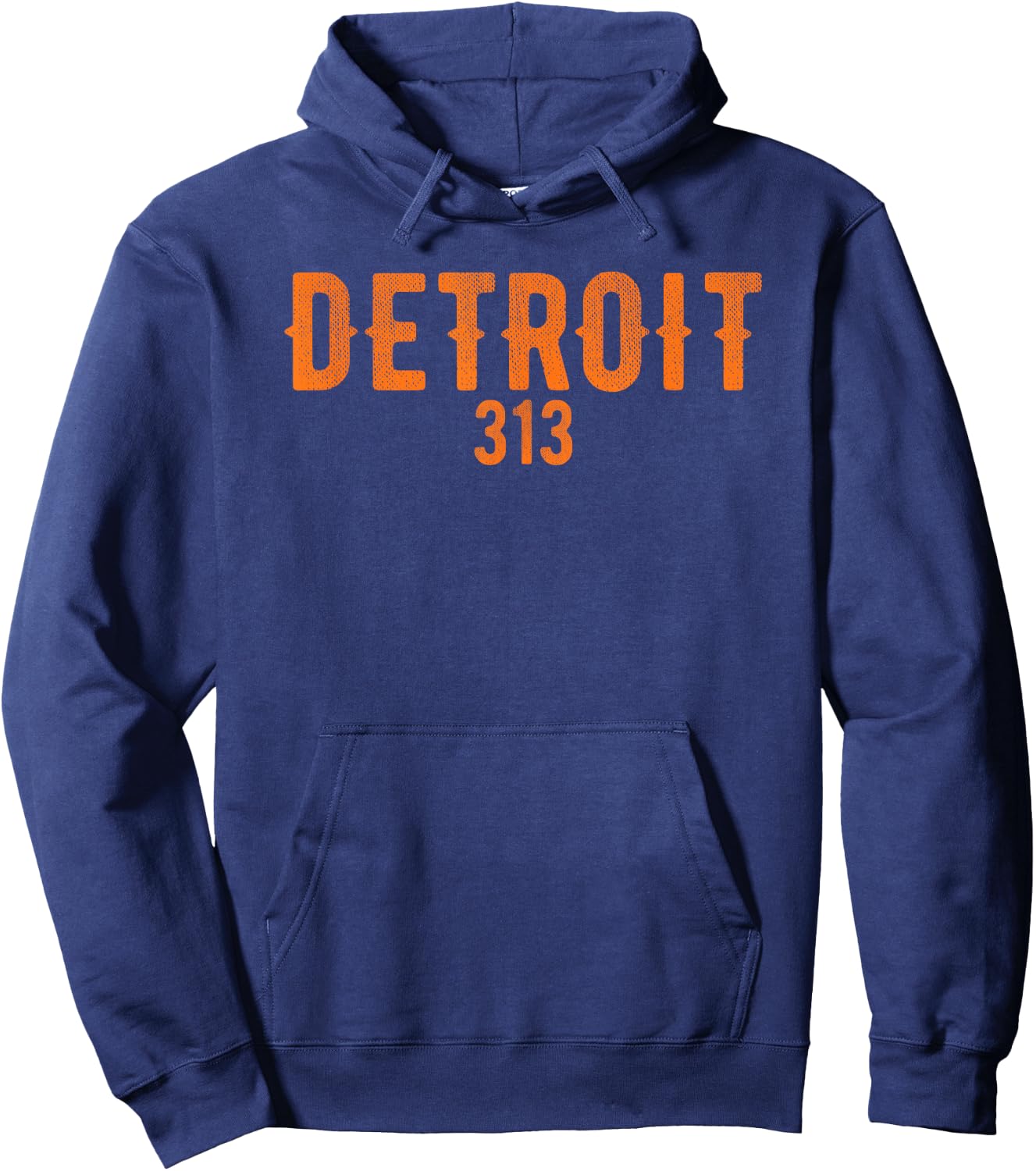 Design Detroit 313 Orange Text Apparel Hoodie - Hoodie | Navy