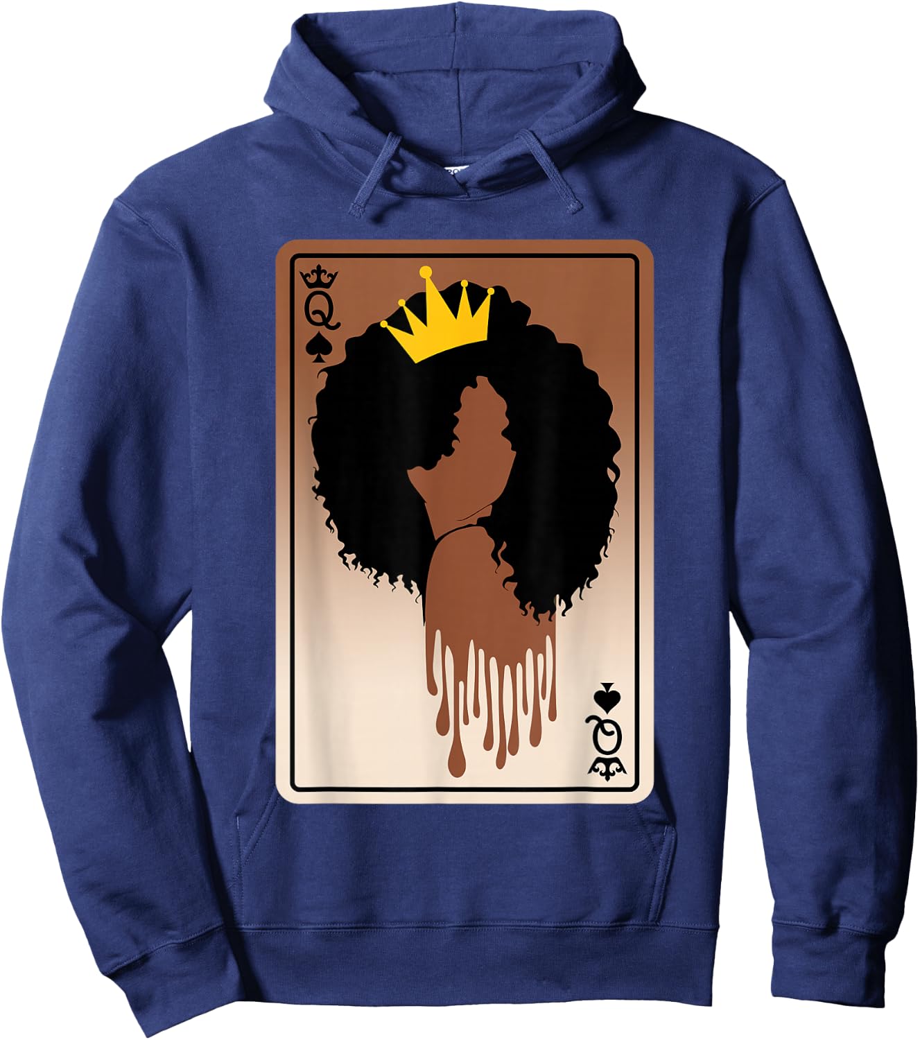 Spades Queen Card Afro American Black History Month Melanin Hoodie - Hoodie | Navy
