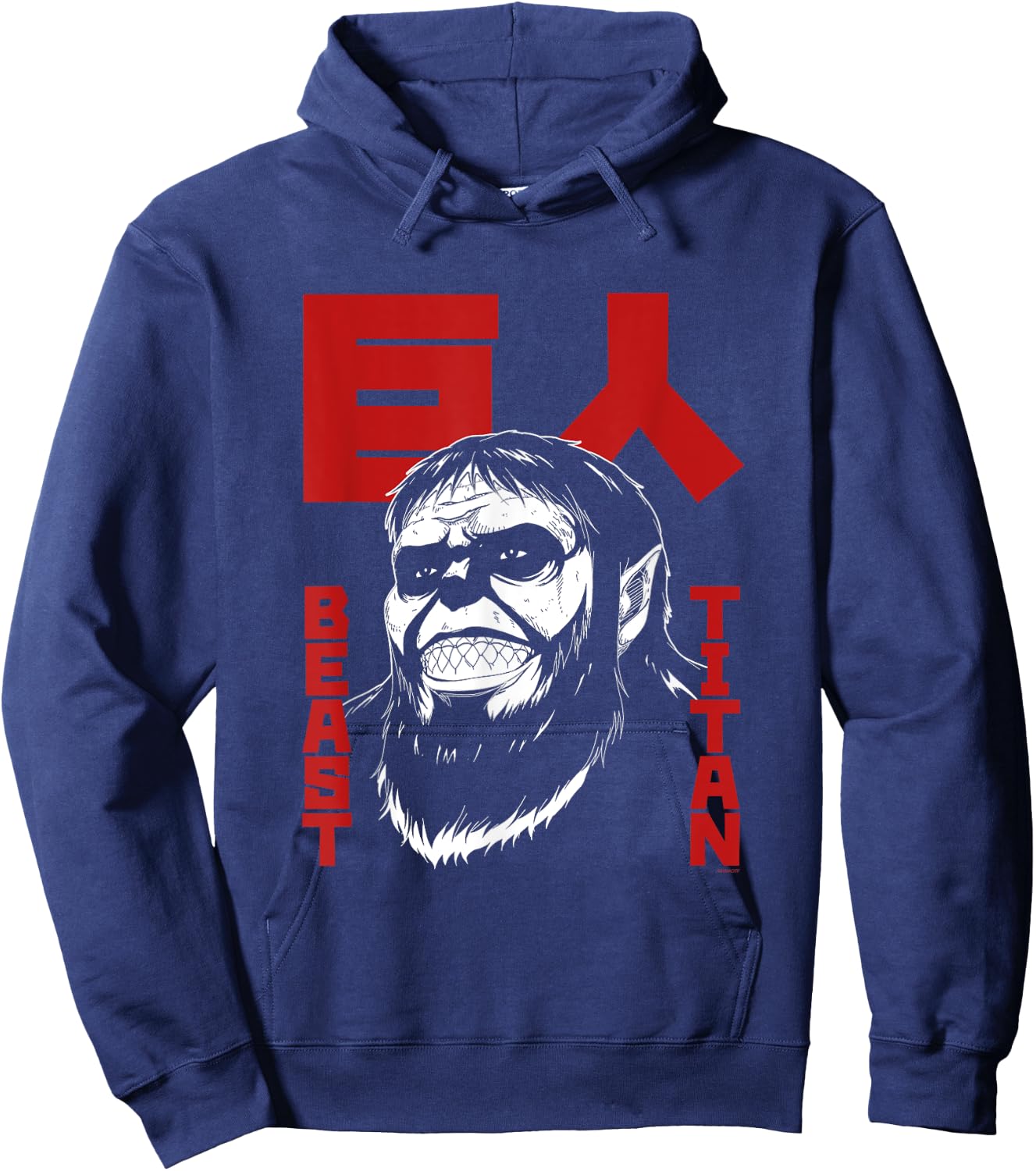 Attack on Titan Season 4 Beast Titan & Large Kanji Anime Hoodie - Hoodie | Navy