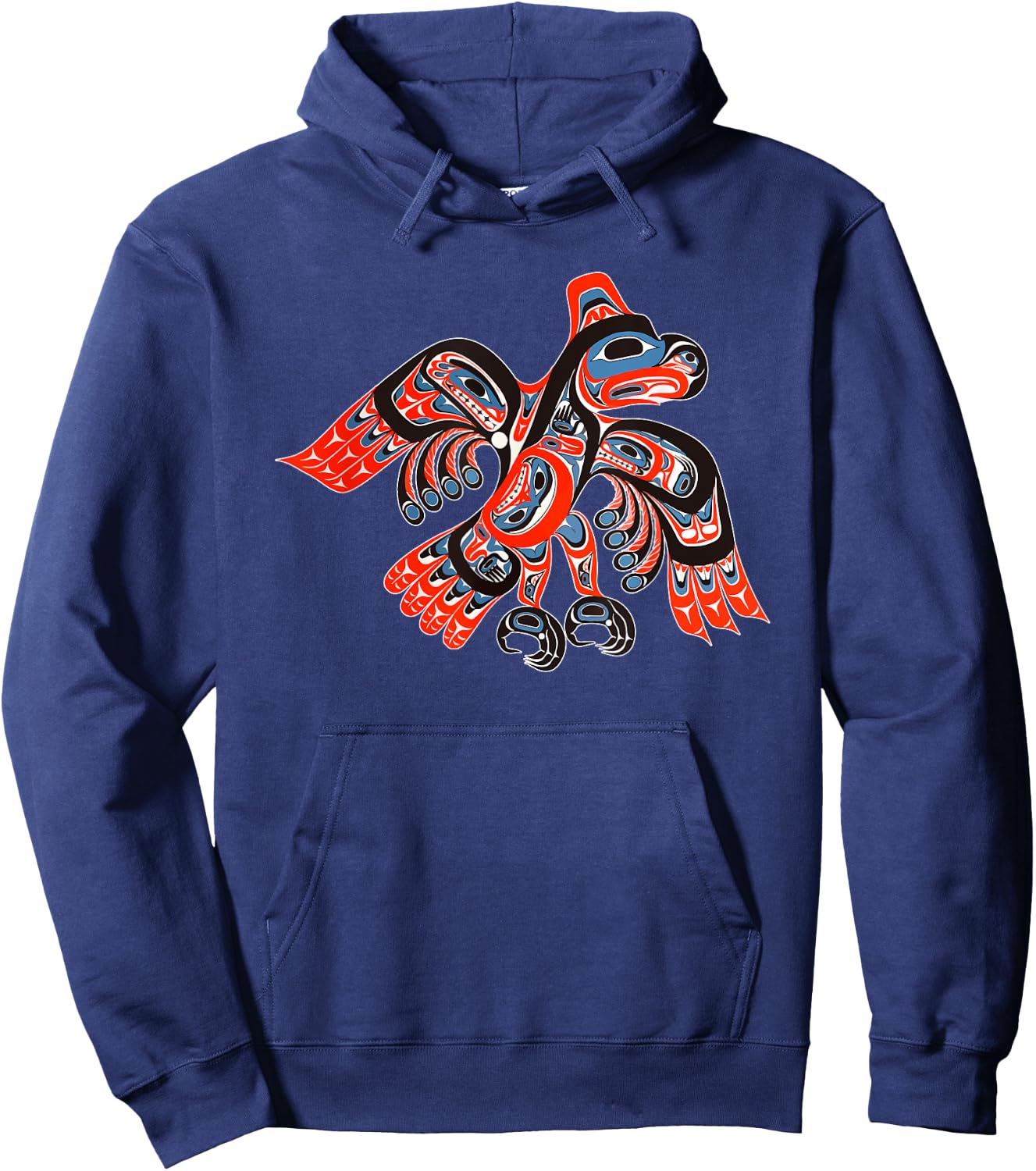 Alaska Native American Art Tlingit Haida Eagle Tribal Hoodie - Hoodie | Navy