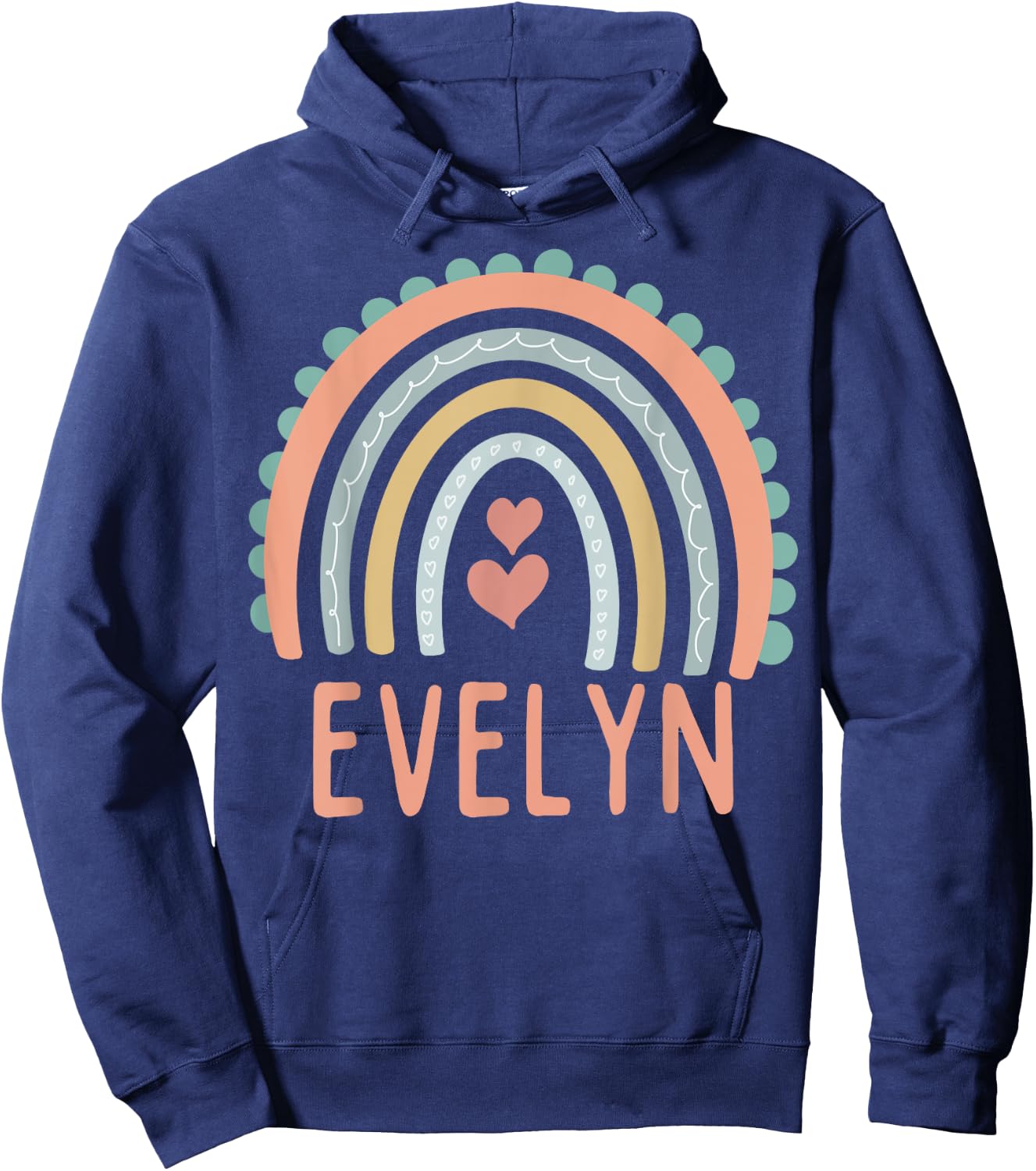 Hello My Name Is EVELYN Rainbow Name Custome Pre-K School Hoodie - Hoodie | Navy