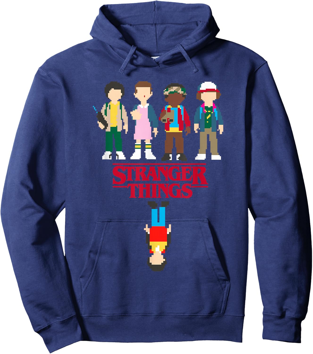 Stranger Things Retro 8-Bit Pixel The Party Upside Down Logo Hoodie - Hoodie | Navy
