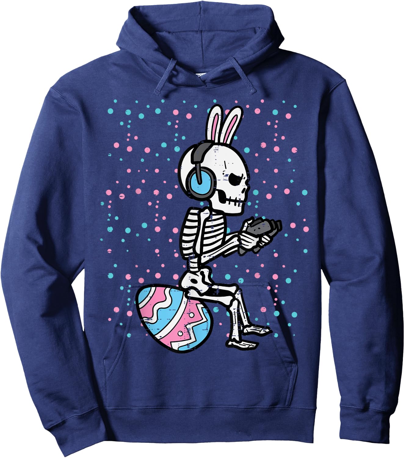 Easter Bunny Skeleton Gamer Funny Gaming Boys Kids Men Teens Hoodie - Hoodie | Navy